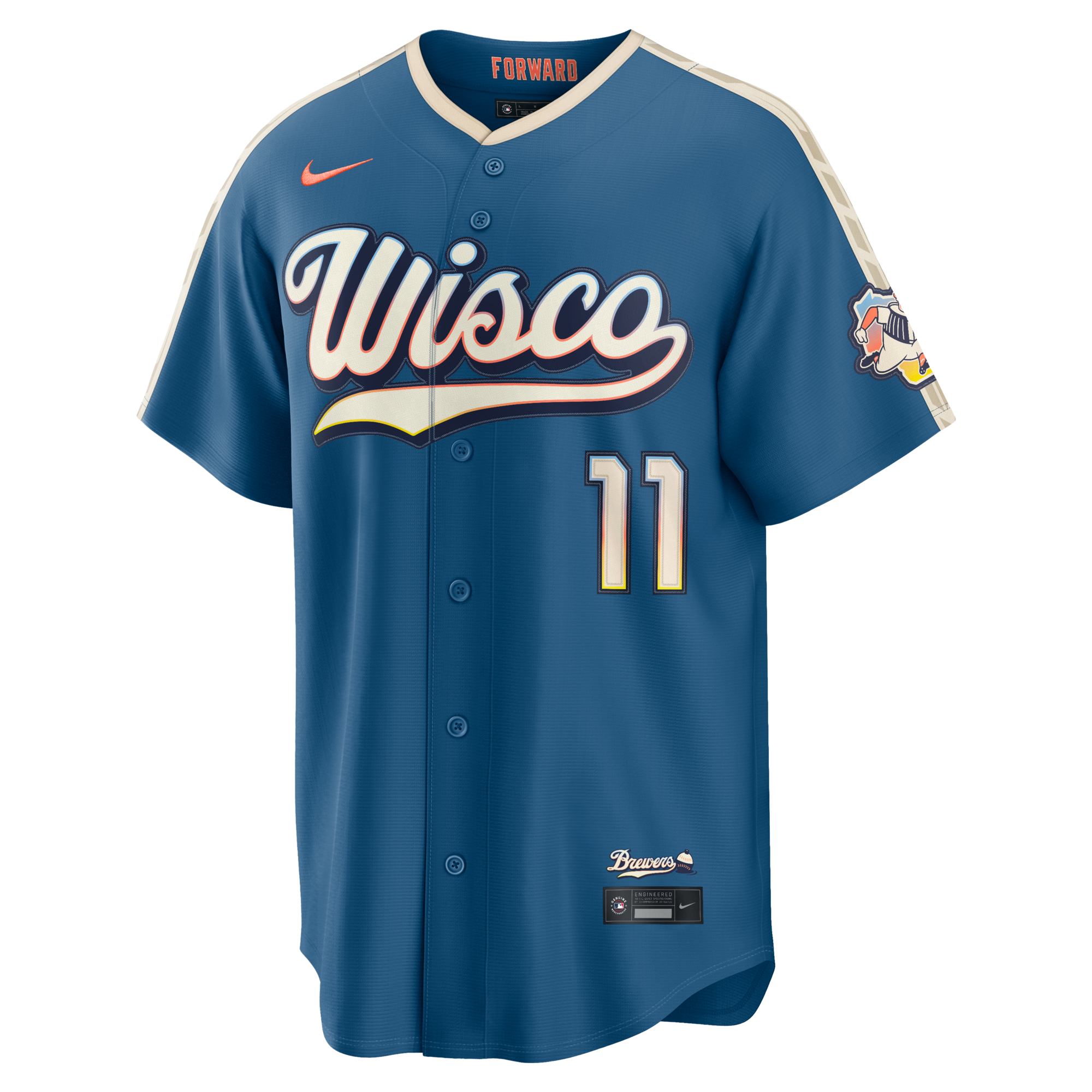 Milwaukee Brewers Jackson Chourio Nike Mineral Blue 2026 City Connect Stadium Jersey