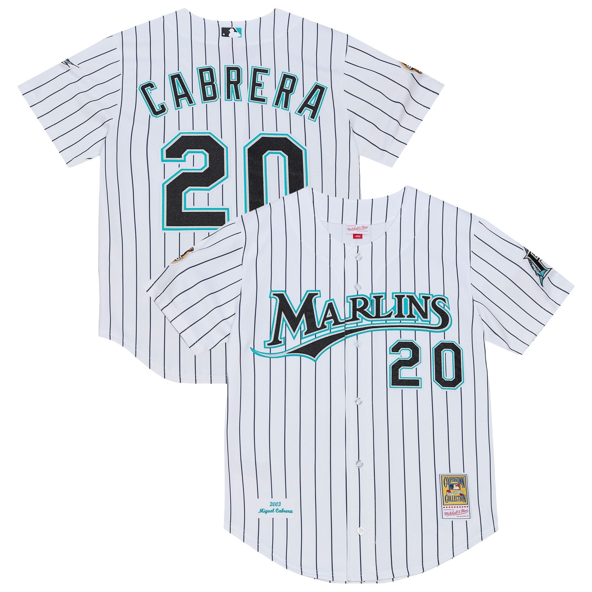 Florida Marlins Miguel Cabrera Mitchell & Ness White 2003 Cooperstown Collection Authentic Jersey