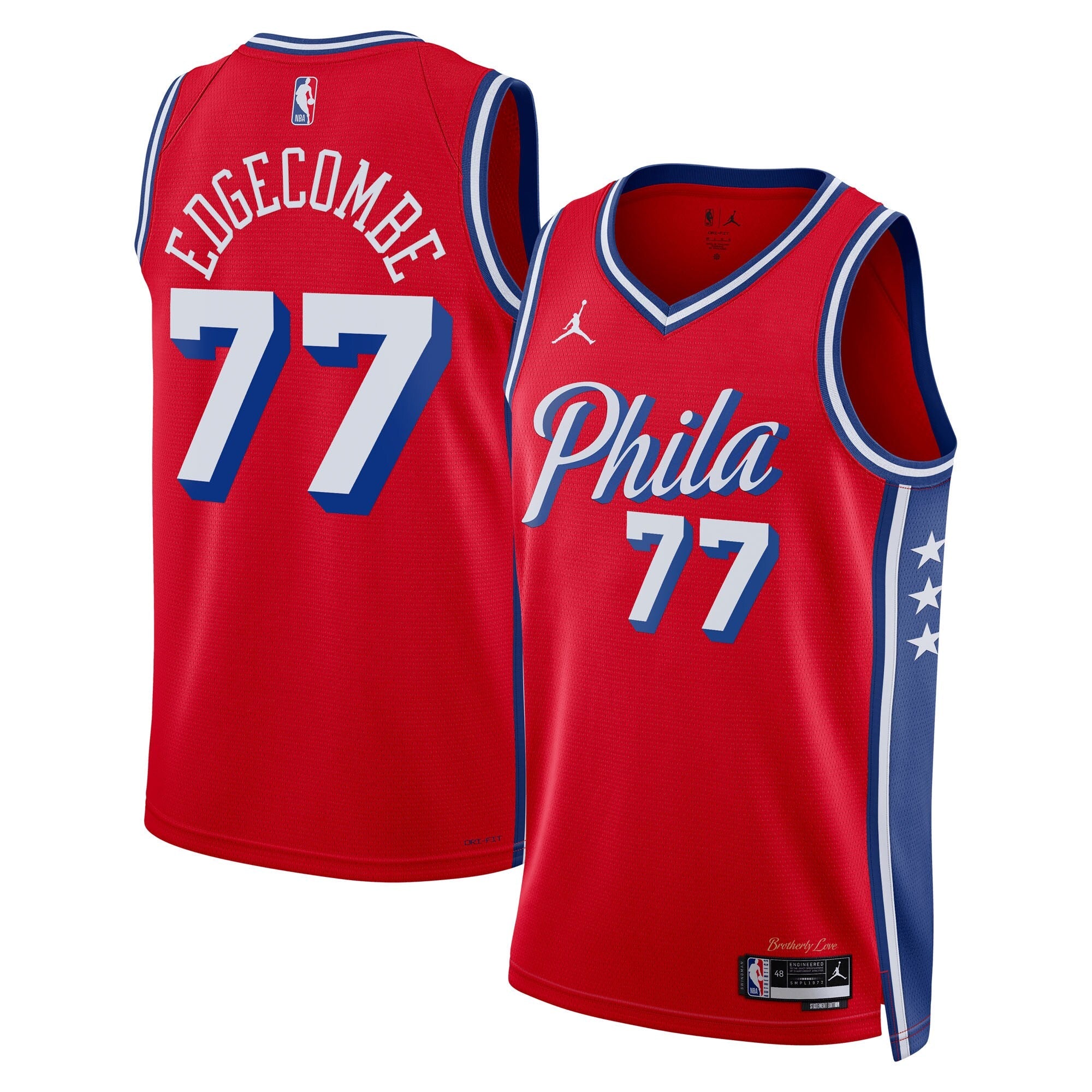 Philadelphia 76ers Jordan Brand Statement Edition Swingman Jersey - Red - VJ Edgecombe