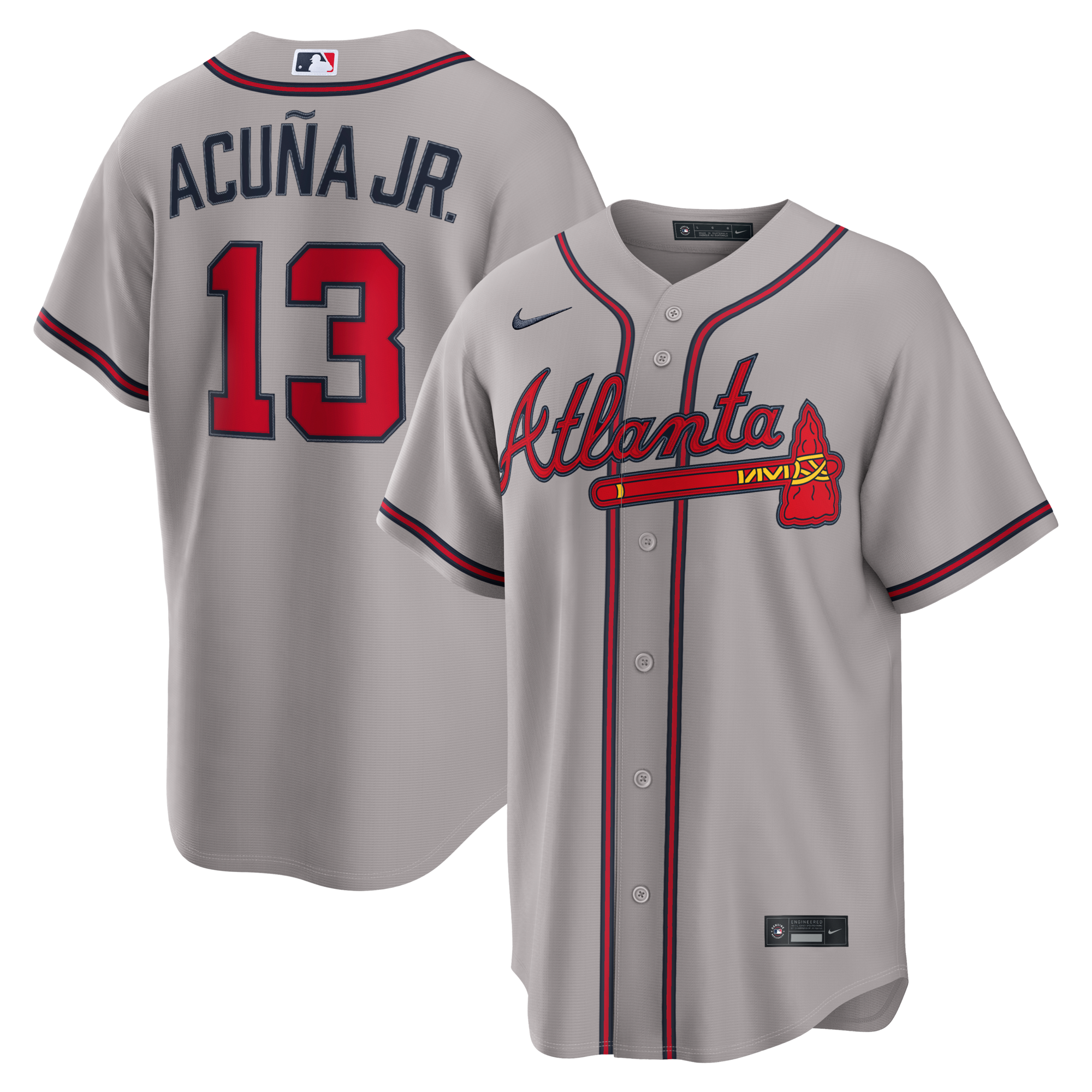 Atlanta Braves Ronald Acuña Jr. Nike Gray Road Replica Jersey