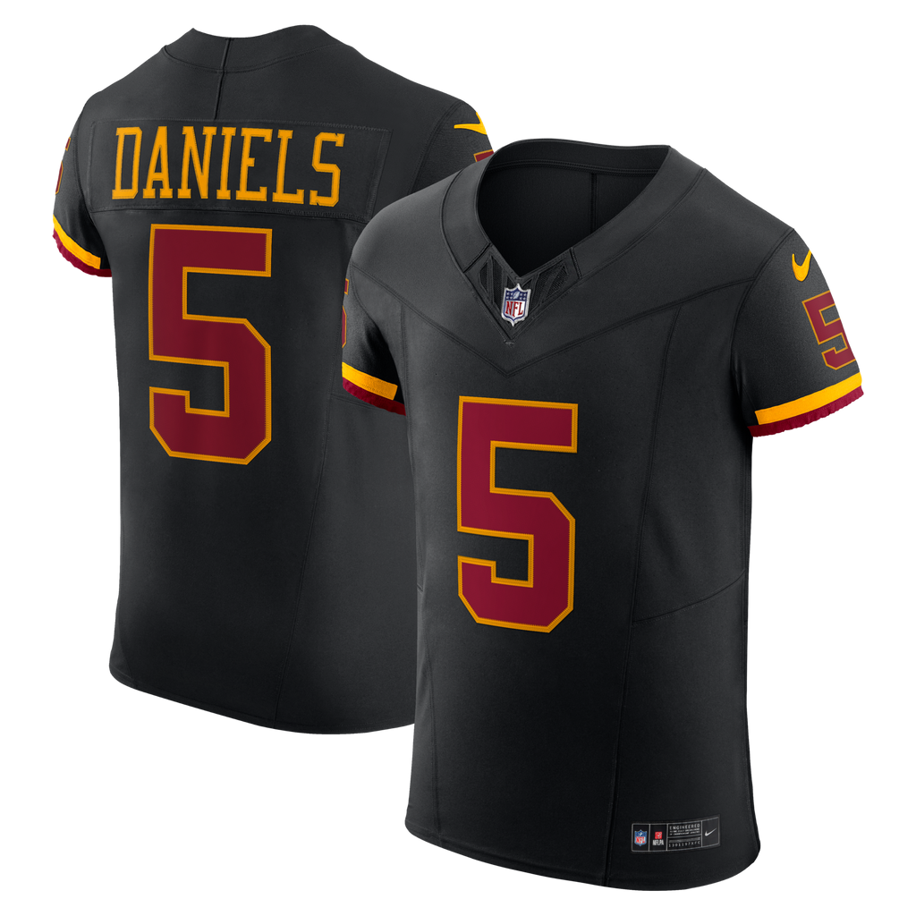 Washington Commanders Jayden Daniels Nike Black Alternate Vapor F.U.S.E. Elite Jersey