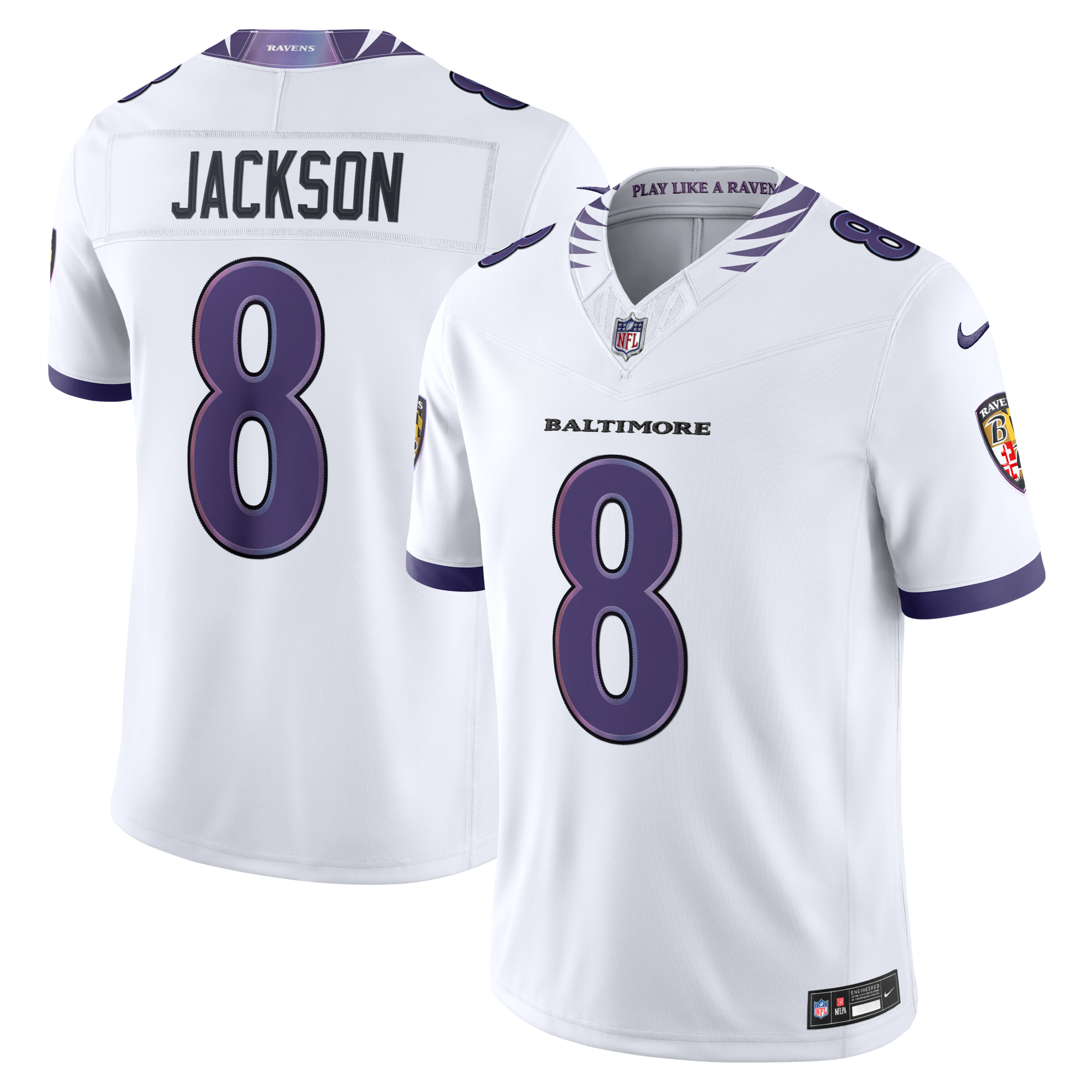 Baltimore Ravens Lamar Jackson Nike White Vapor F.U.S.E. Stitched Limited Jersey