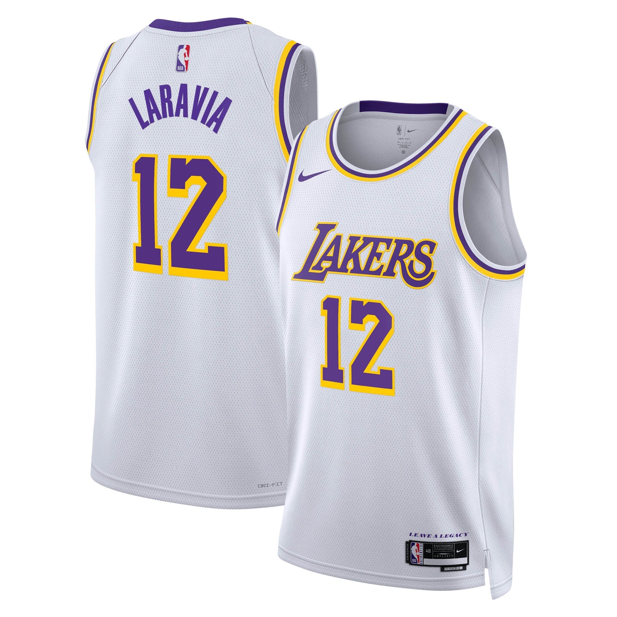 Los Angeles Lakers Nike Association Edition Swingman Jersey - White - Jake LaRavia