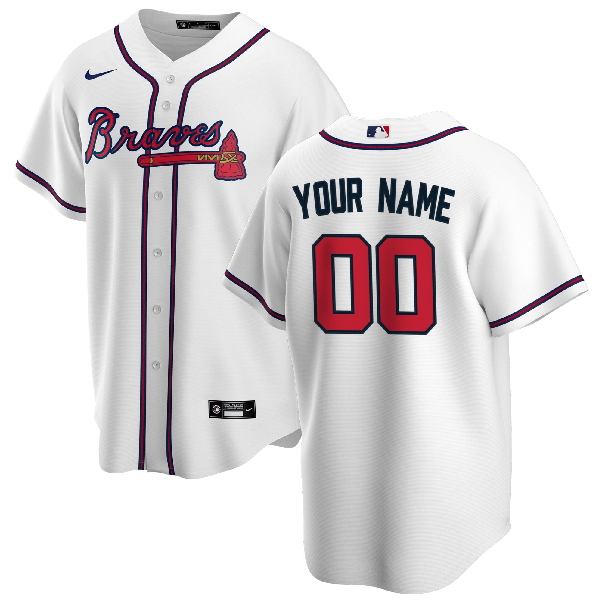 Atlanta Braves Nike White Home Replica Custom Jersey