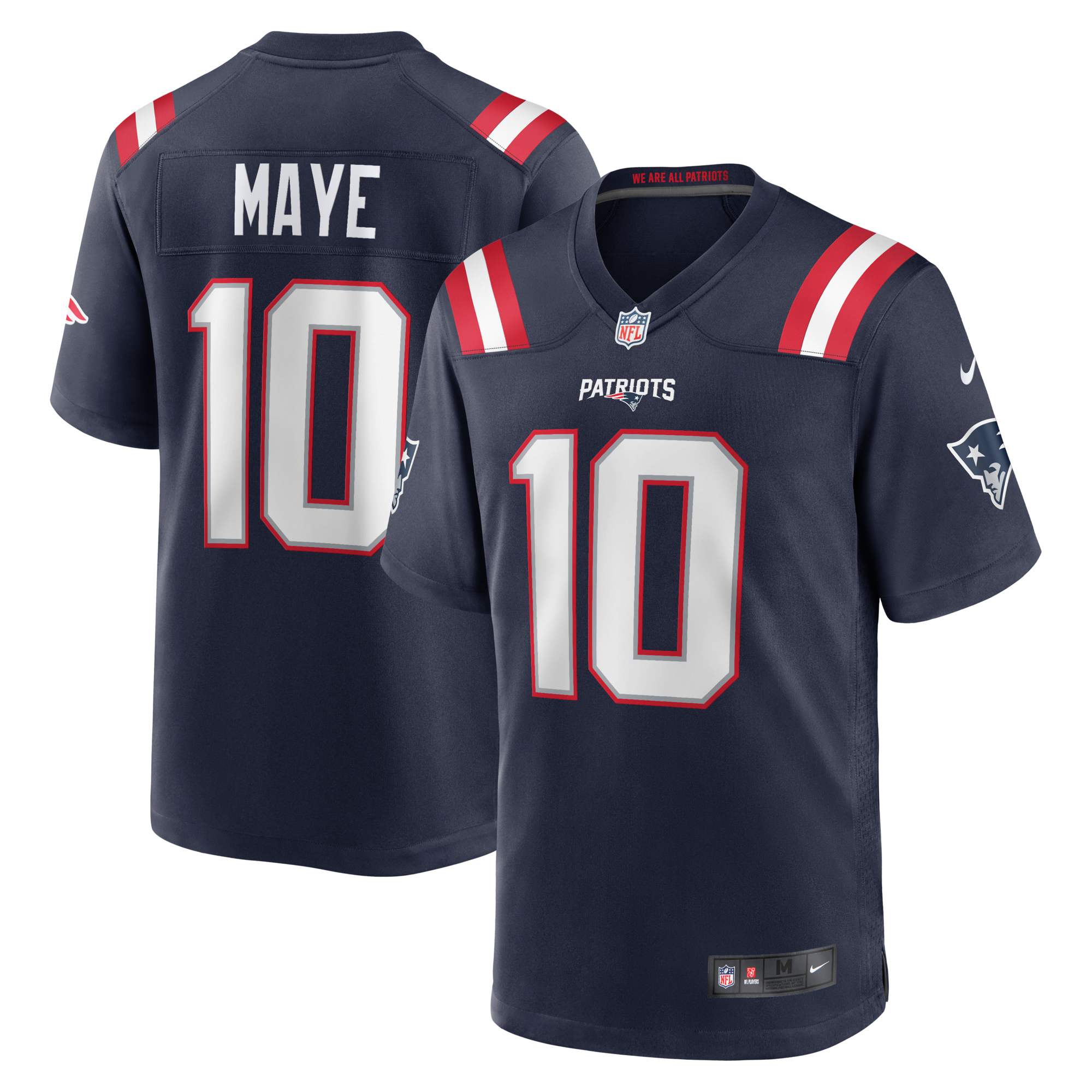 New England Patriots Drake Maye Nike Navy Player Game Jersey