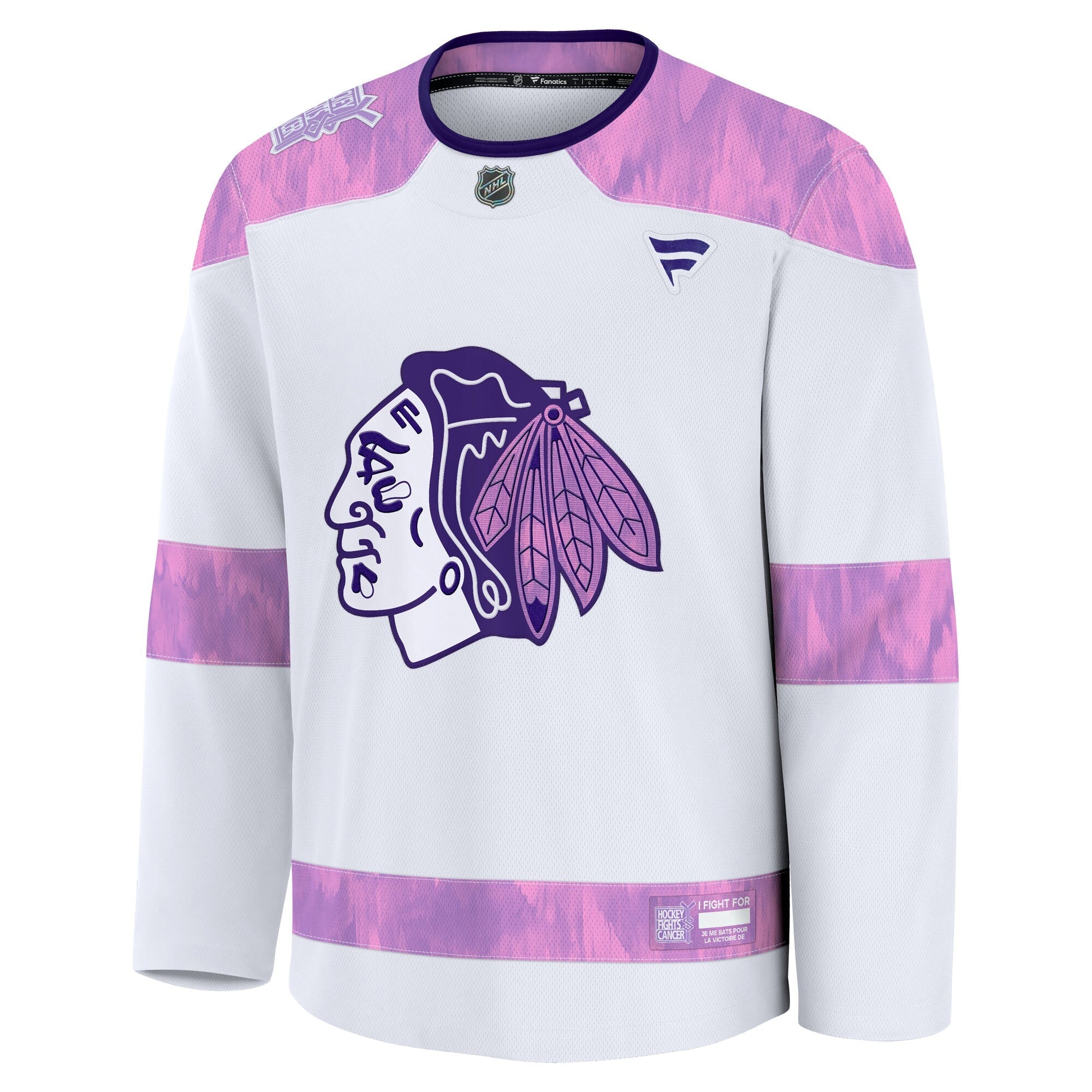 Chicago Blackhawks Fanatics White Hockey Fights Cancer Survivor Practice Jersey