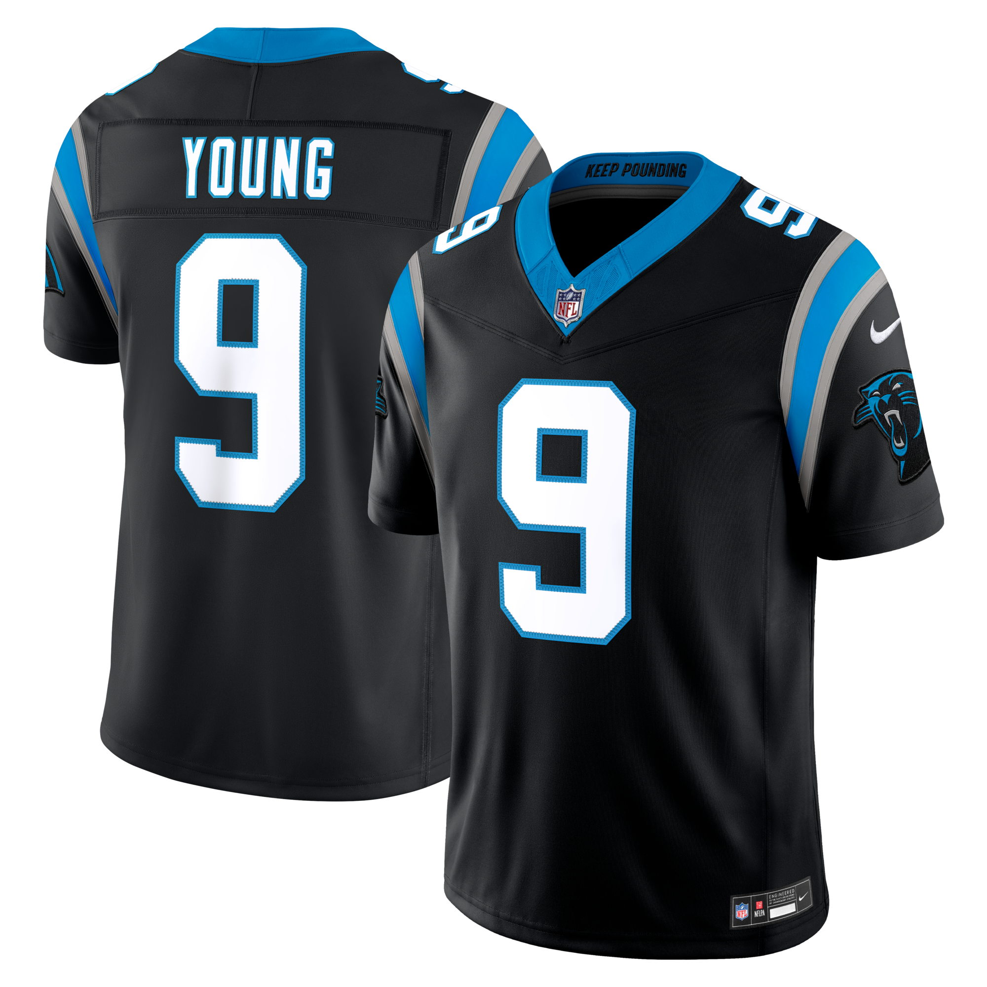 Carolina Panthers Bryce Young Nike Black Team Vapor F.U.S.E. Stitched Limited Jersey