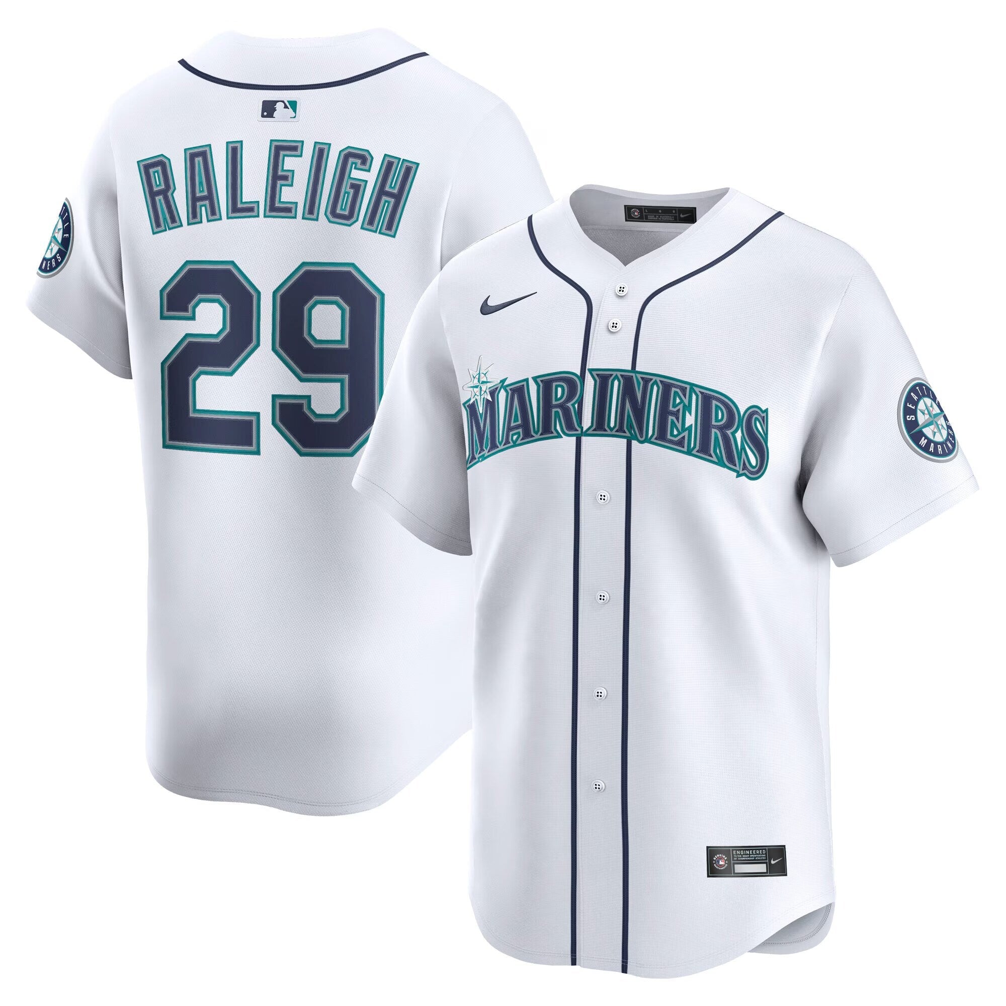 Seattle Mariners Cal Raleigh Nike White Home Limited Player Jersey