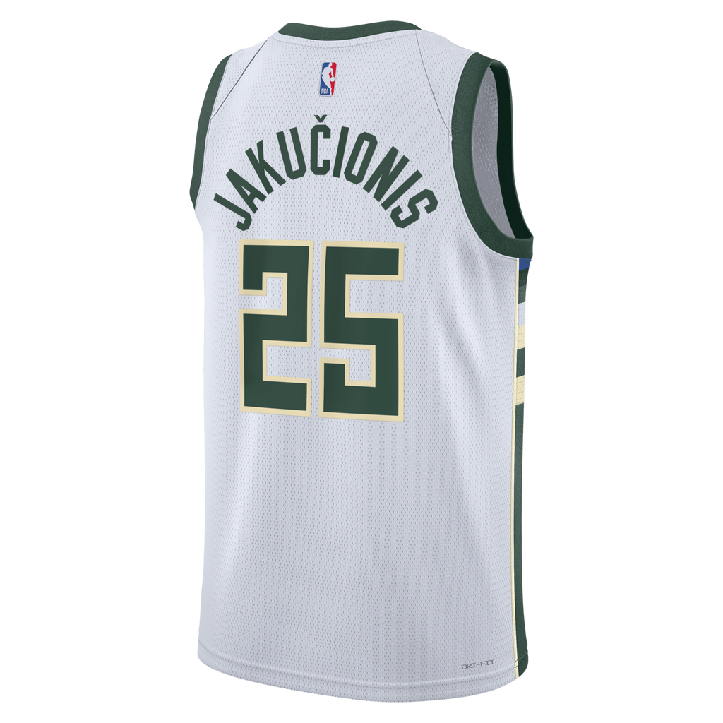 Milwaukee Bucks Nike Association Edition Swingman Jersey - White - Kasparas Jaku?ionis