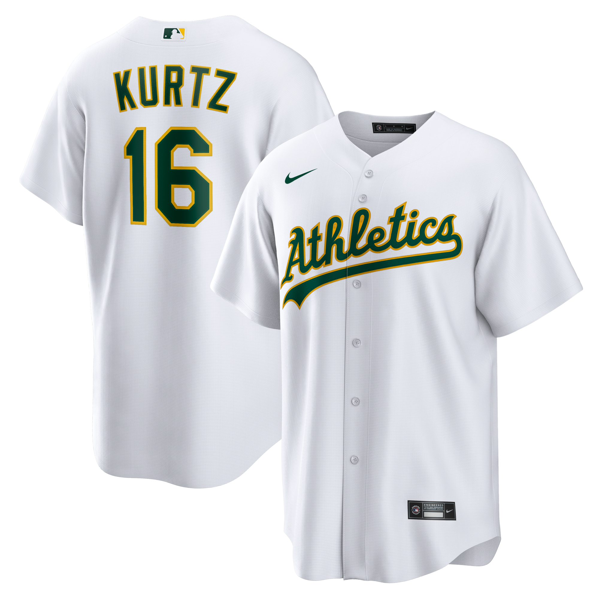 Athletics Nick Kurtz Nike White Home Replica Player Jersey