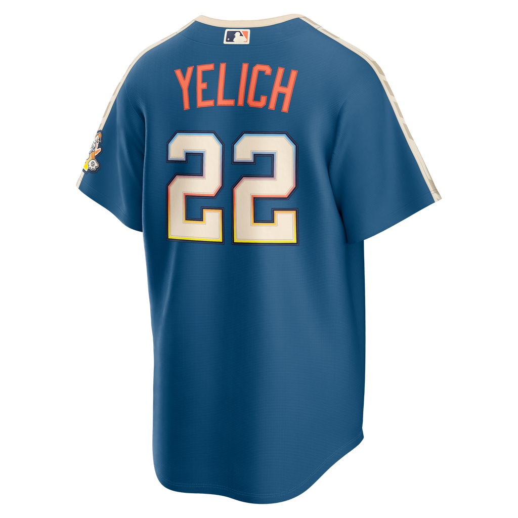 Milwaukee Brewers Christian Yelich Nike Mineral Blue 2026 City Connect Stadium Jersey