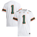 adidas #1 White Miami Hurricanes Premier Jersey