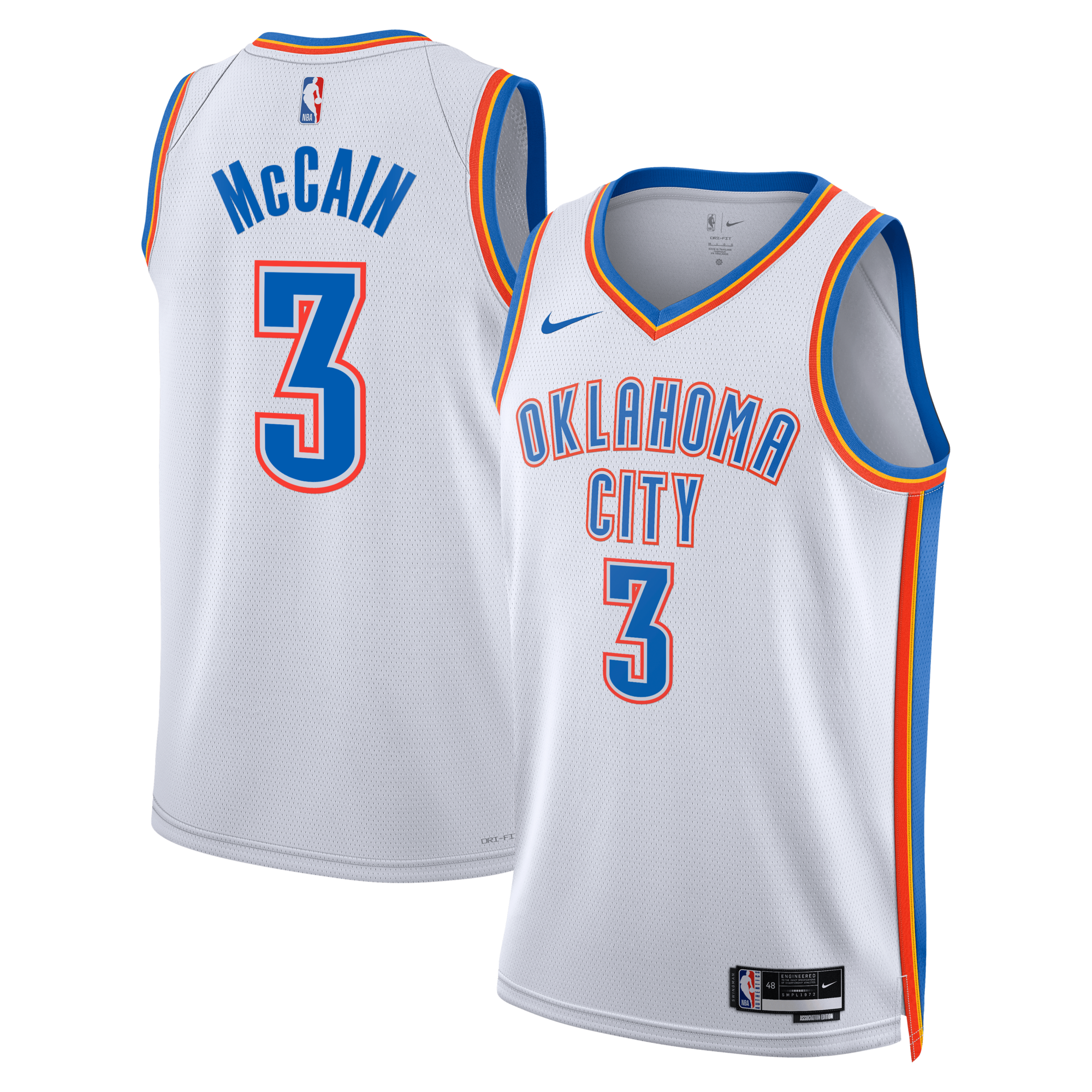 Oklahoma City Thunder Nike Association Edition Swingman Jersey - White - Jared McCain