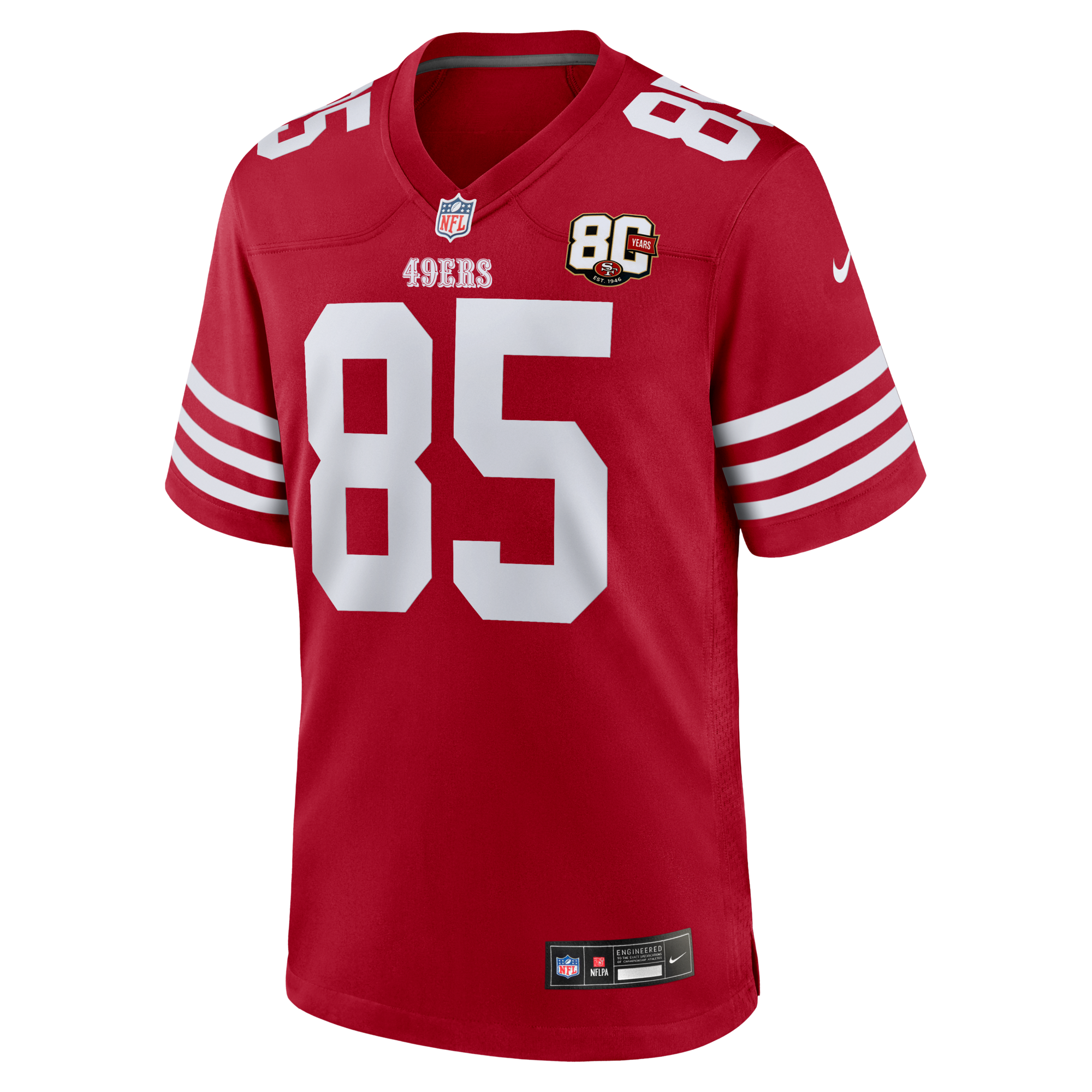 San Francisco 49ers George Kittle Nike Scarlet 80th Anniversary Game Jersey