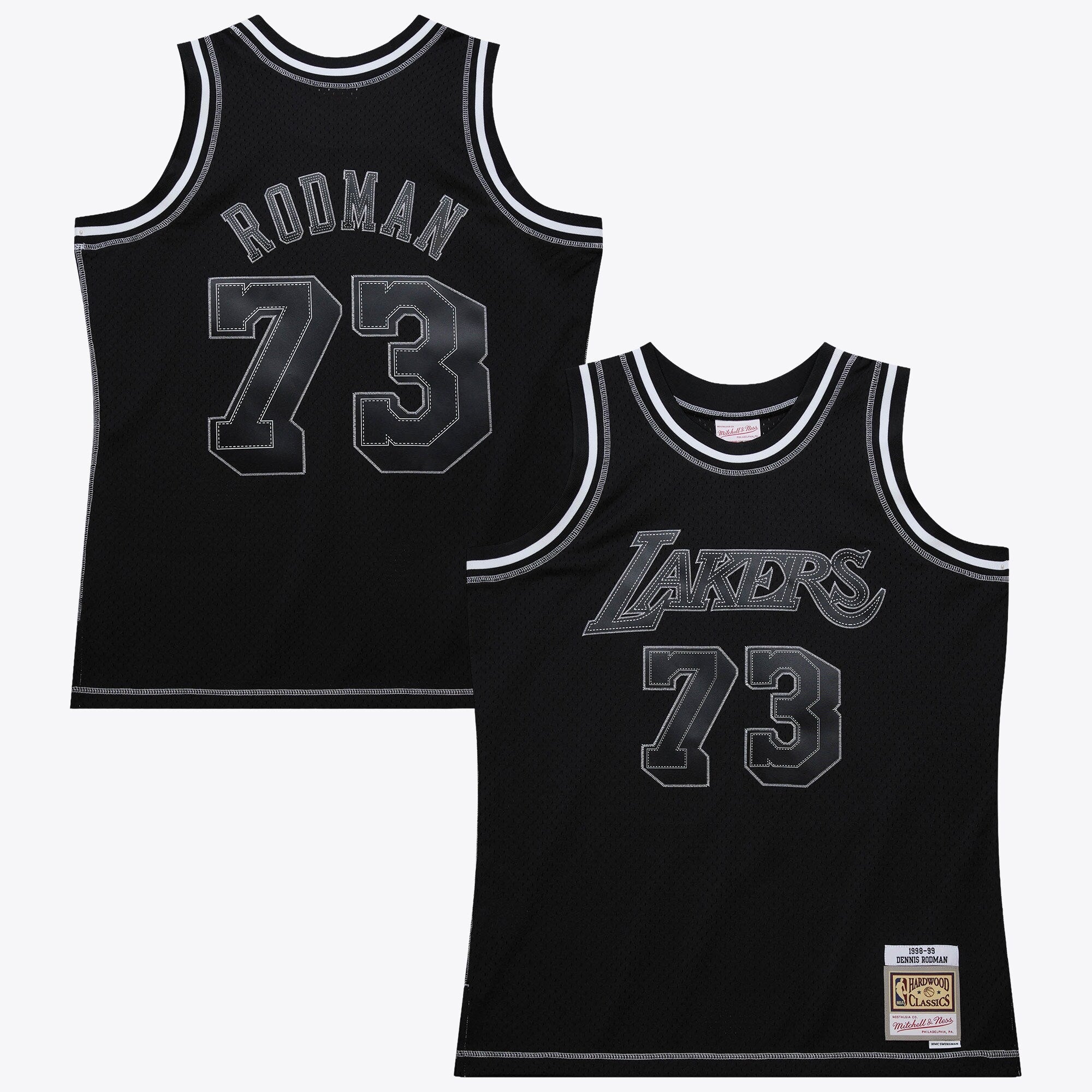 Los Angeles Lakers Mitchell & Ness Dennis Rodman 1998 Contrast 2K Swingman Jersey - Black