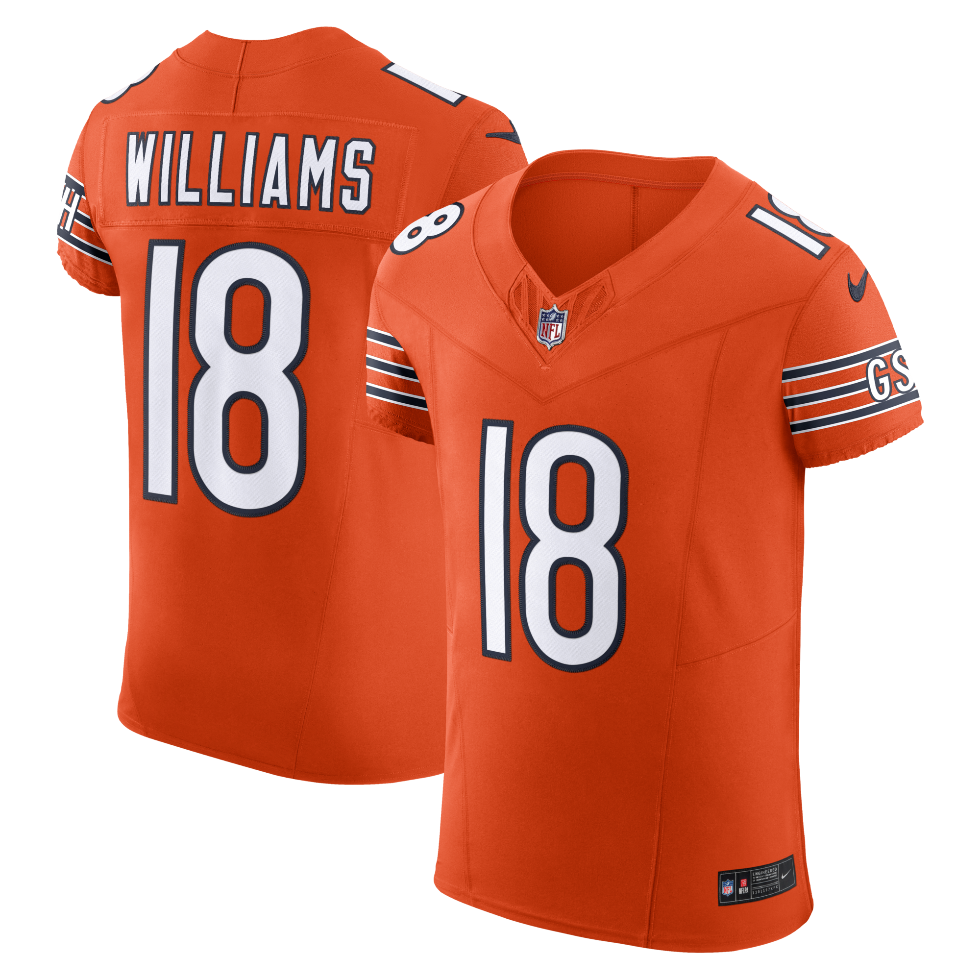 Chicago Bears Caleb Williams Nike Orange Alternate Vapor F.U.S.E. Elite Jersey