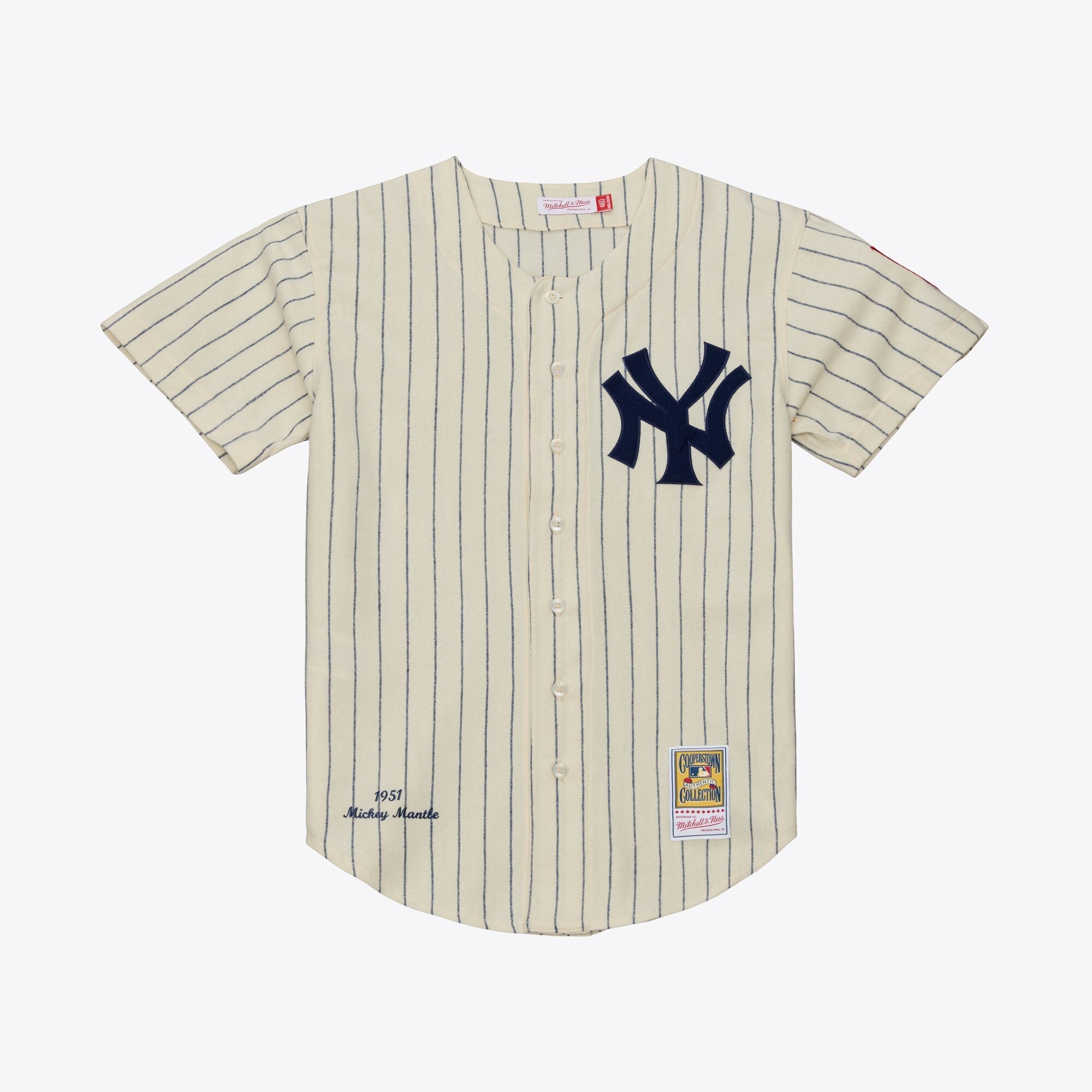 New York Yankees Mickey Mantle Mitchell & Ness Cream 1951 Cooperstown Collection Authentic Jersey