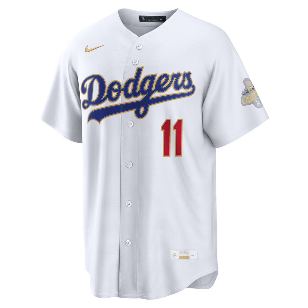 Los Angeles Dodgers Roki Sasaki Nike White 2026 Gold Collection Kanji Stadium Jersey