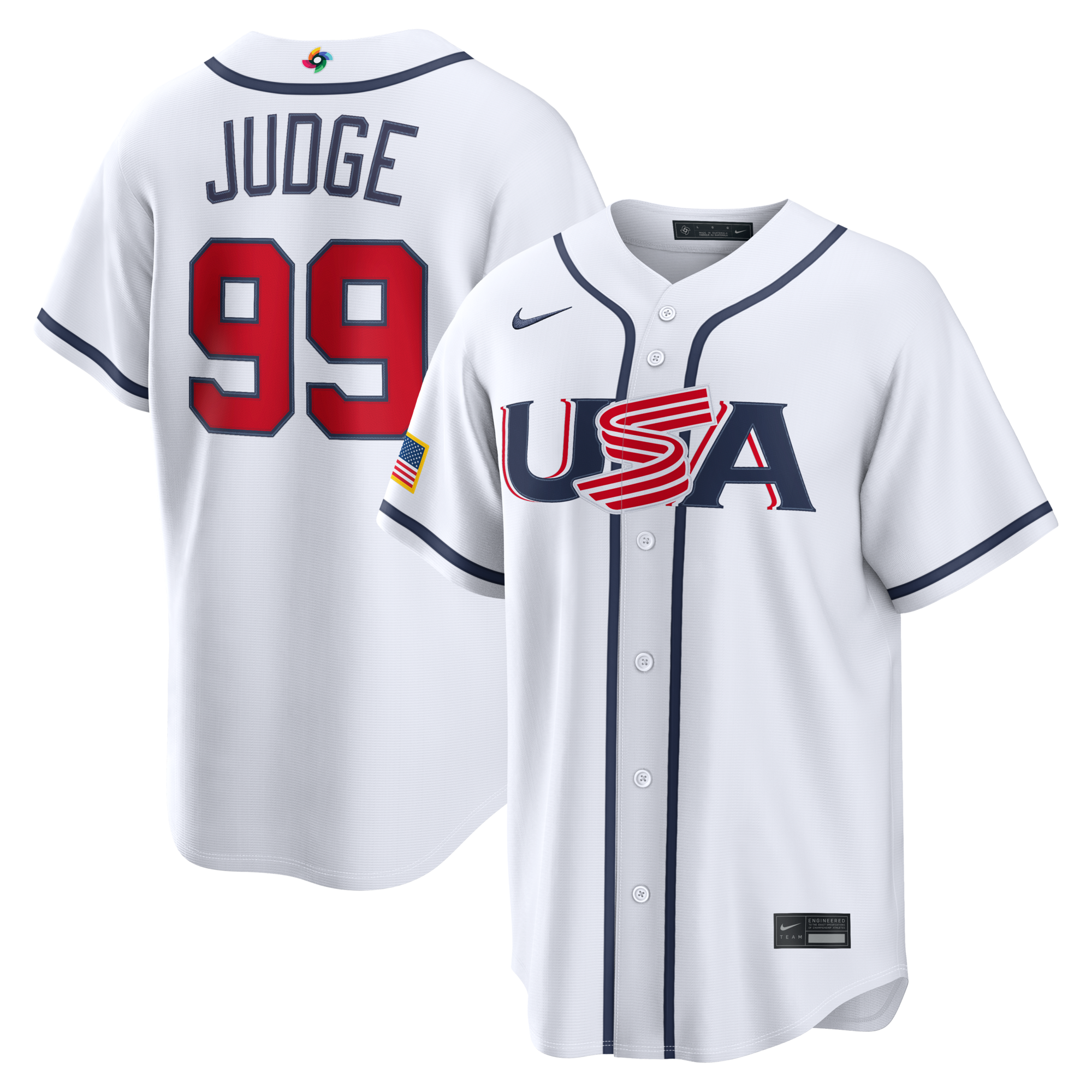 USA Baseball Aaron Judge Nike White 2026 World Baseball Classic Home Stadium Jersey