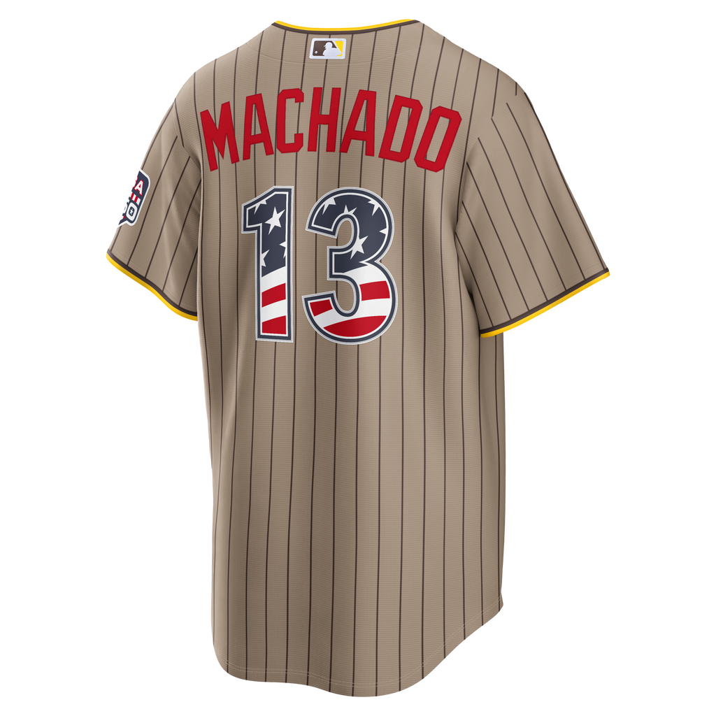 Fourth of July San Diego Padres Manny Machado Nike Sand USA 250 Stadium Jersey