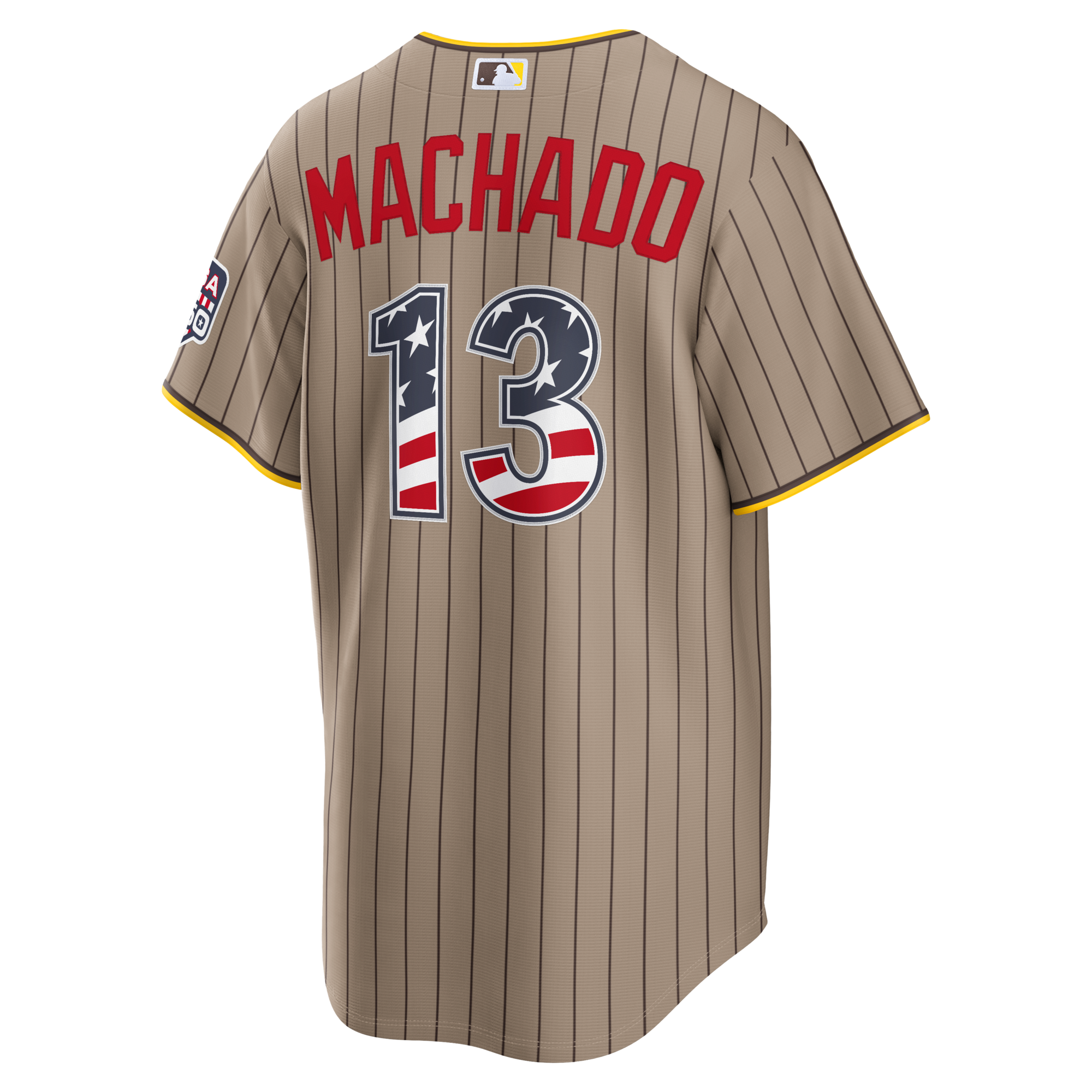 Fourth of July San Diego Padres Manny Machado Nike Sand USA 250 Stadium Jersey