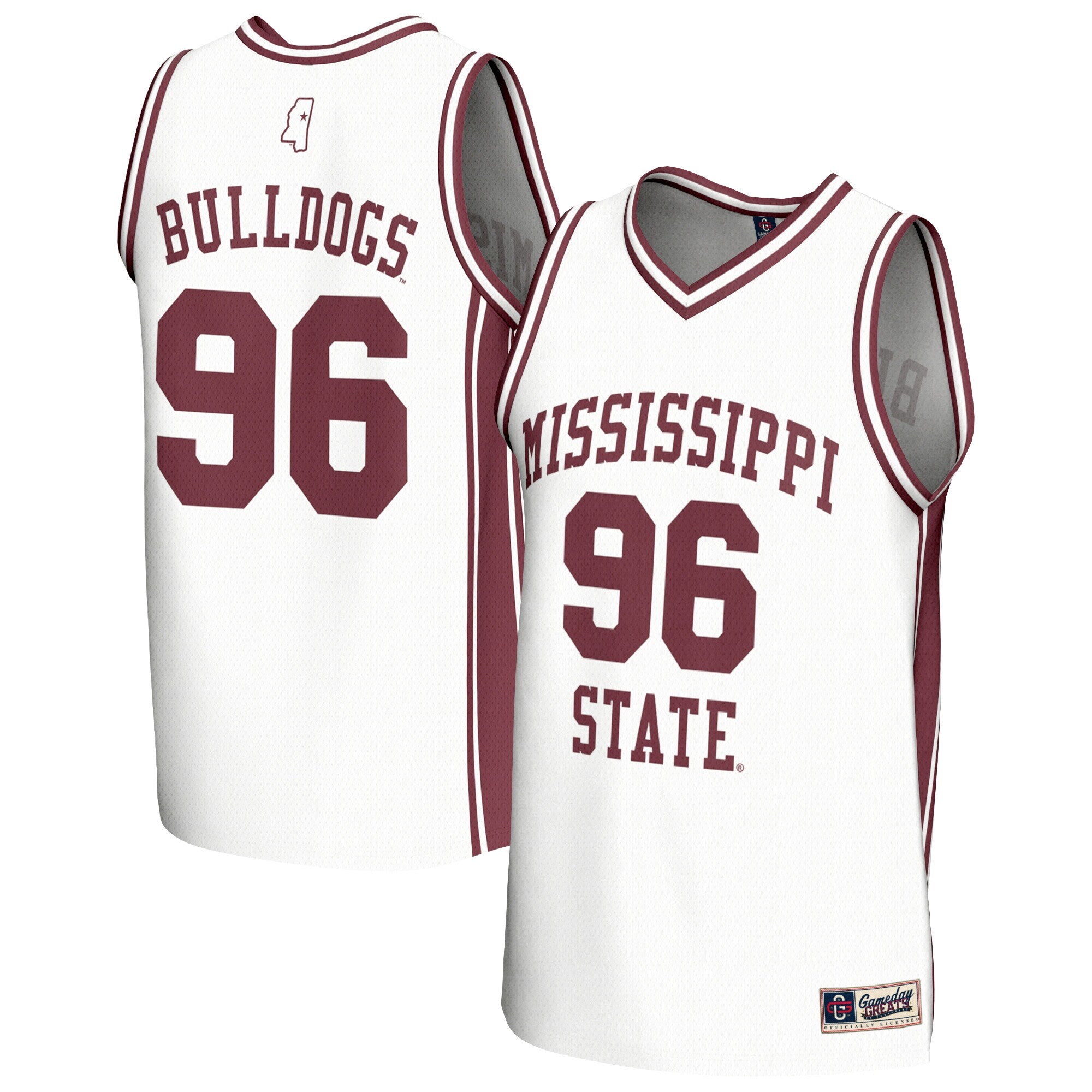 GameDay Greats White Mississippi State Bulldogs Lightweight Collegiate Basketball Fashion Jersey