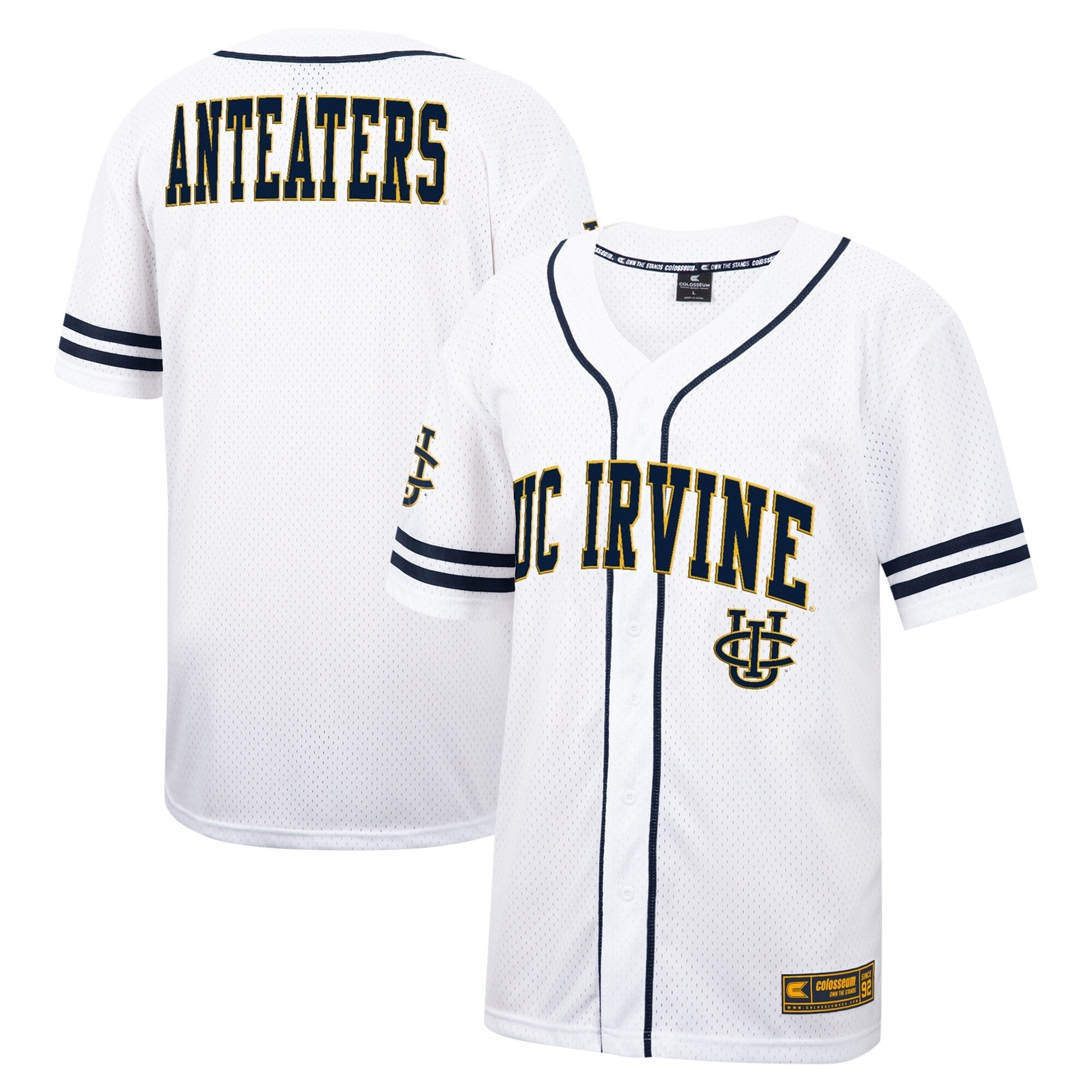 Colosseum White UC Irvine Anteaters Free Spirited Mesh Button-Up Baseball Jersey