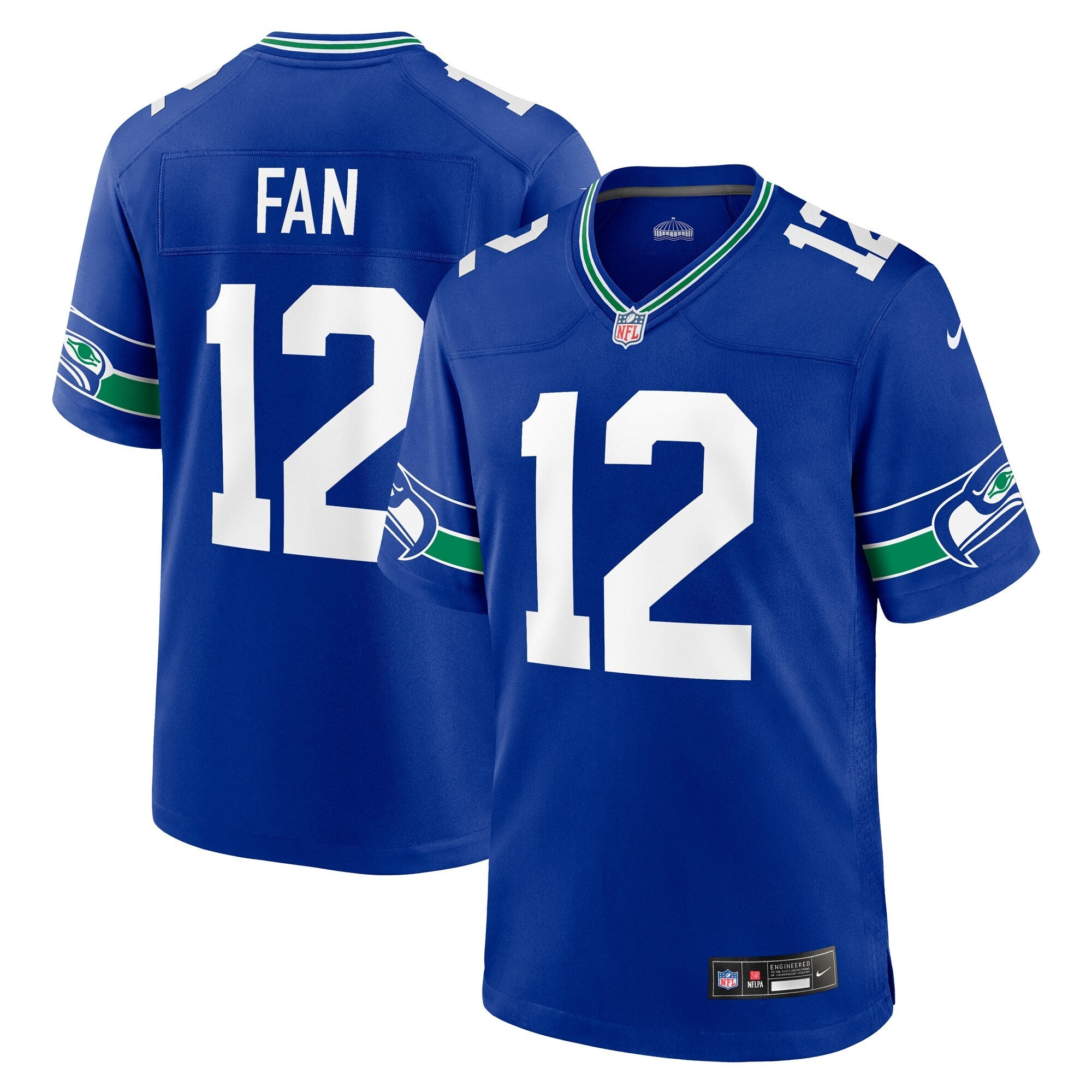Seattle Seahawks 12s Nike Royal Throwback Player Game Jersey