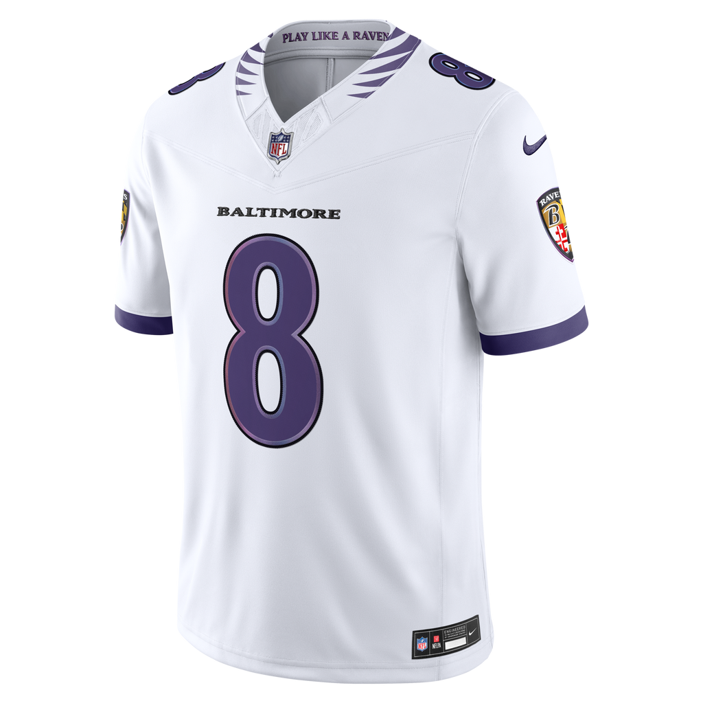Baltimore Ravens Lamar Jackson Nike White Vapor F.U.S.E. Stitched Limited Jersey