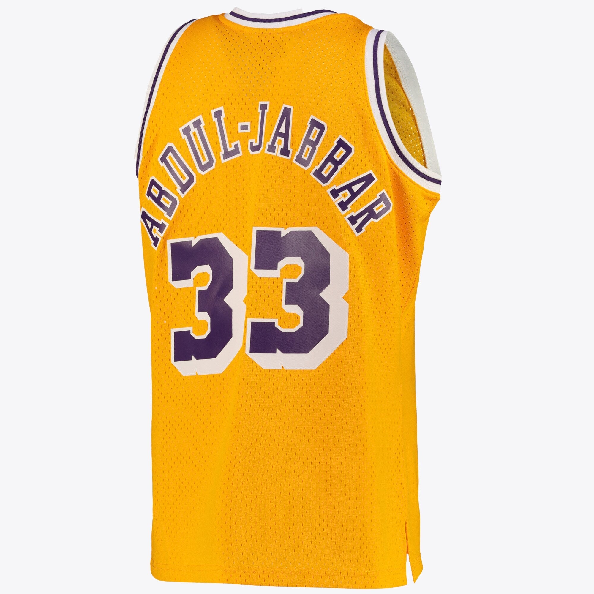 Los Angeles Lakers Kareem Abdul-Jabbar Road Swingman Jersey By Mitchell & Ness - Light Gold -