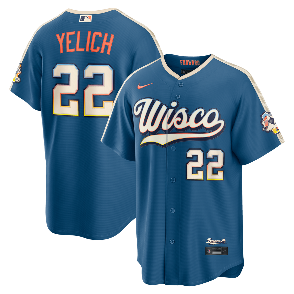 Milwaukee Brewers Christian Yelich Nike Mineral Blue 2026 City Connect Stadium Jersey