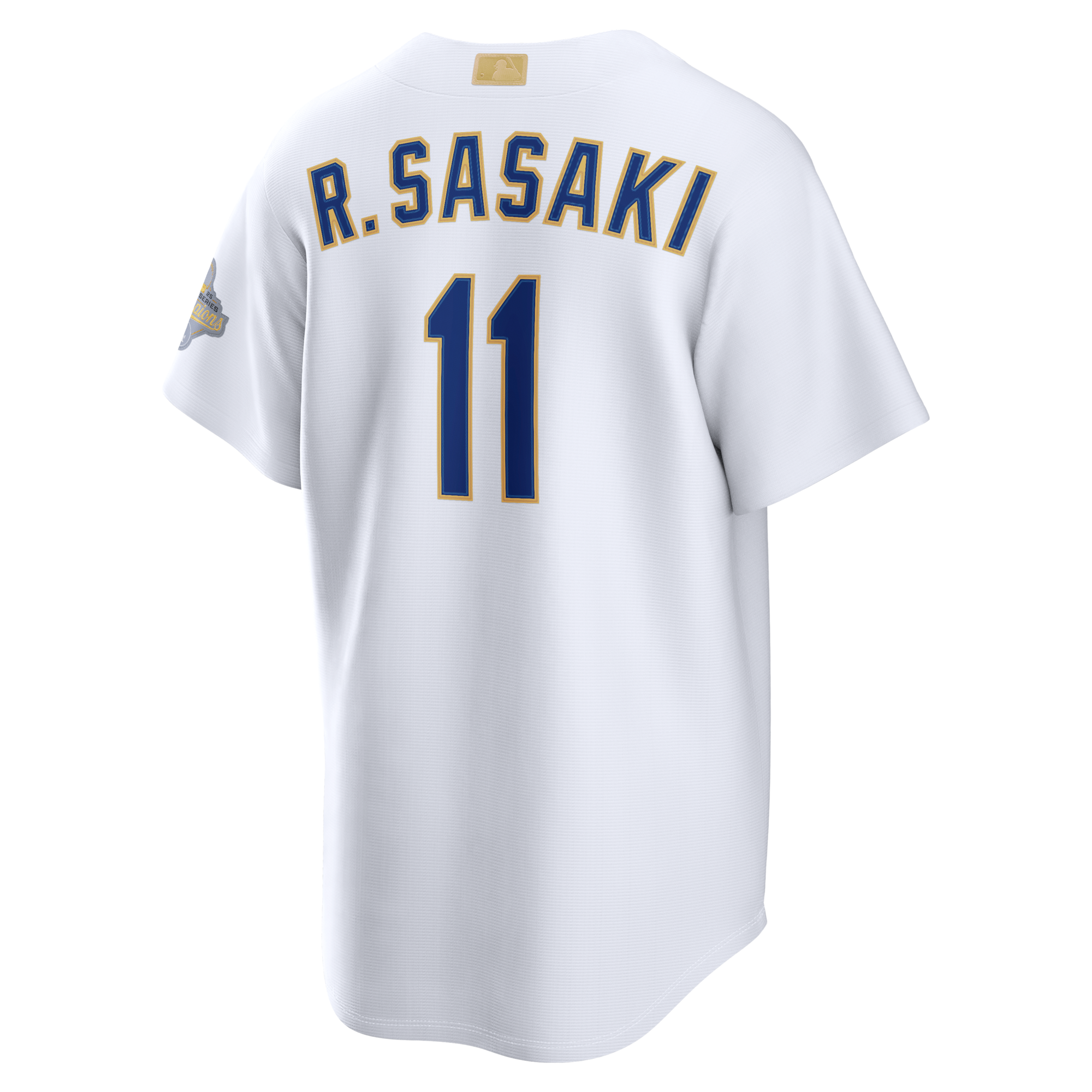 Los Angeles Dodgers Roki Sasaki Nike White 2026 Gold Collection Stadium Jersey