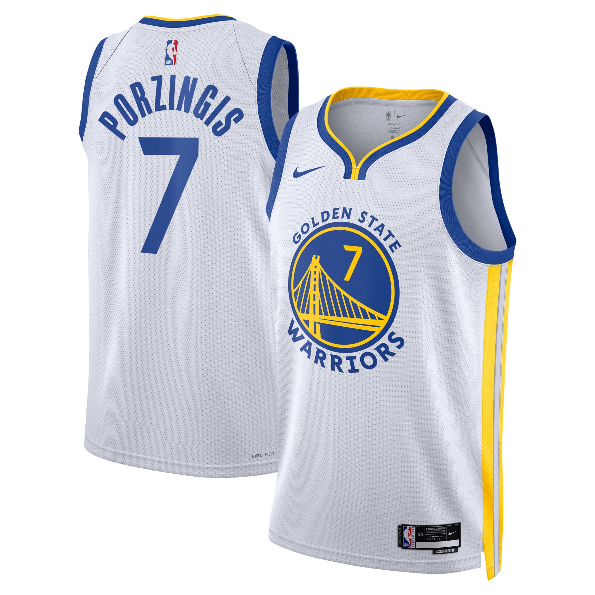 Golden State Warriors Nike Association Edition Swingman Jersey - White - Kristaps Porzi??is