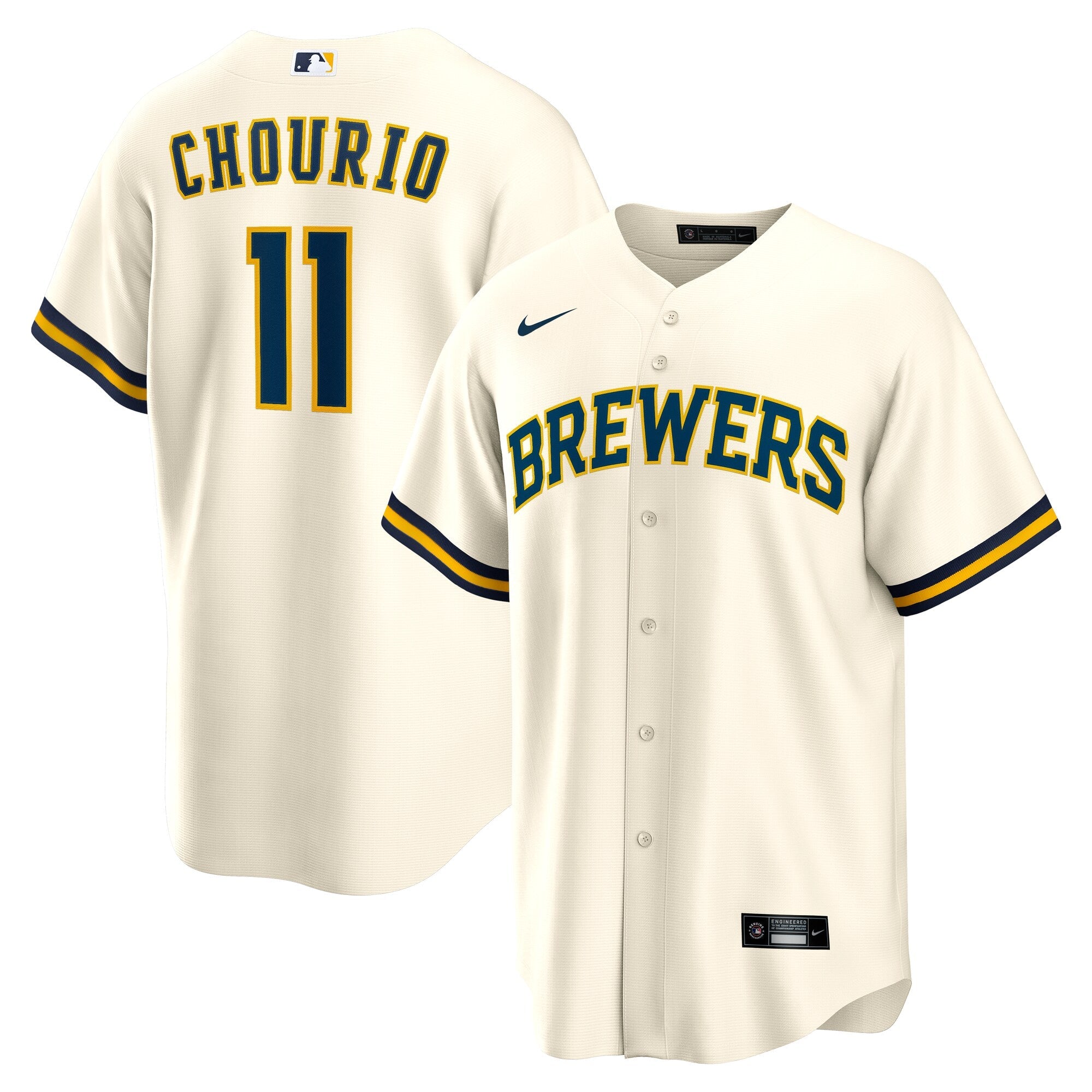 Milwaukee Brewers Jackson Chourio Nike Cream Home Replica Jersey