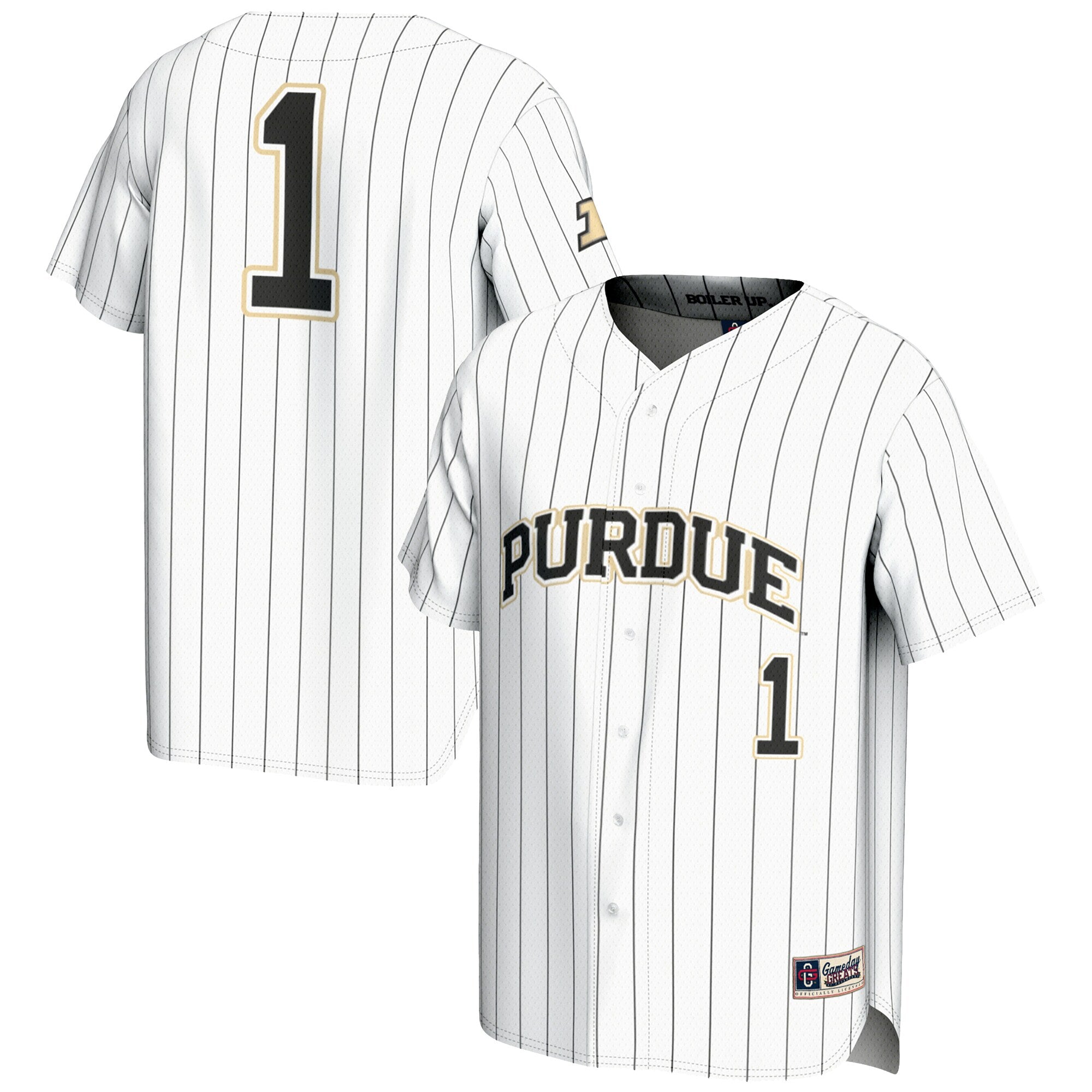 GameDay Greats #1 White Purdue Boilermakers Lightweight Baseball Jersey
