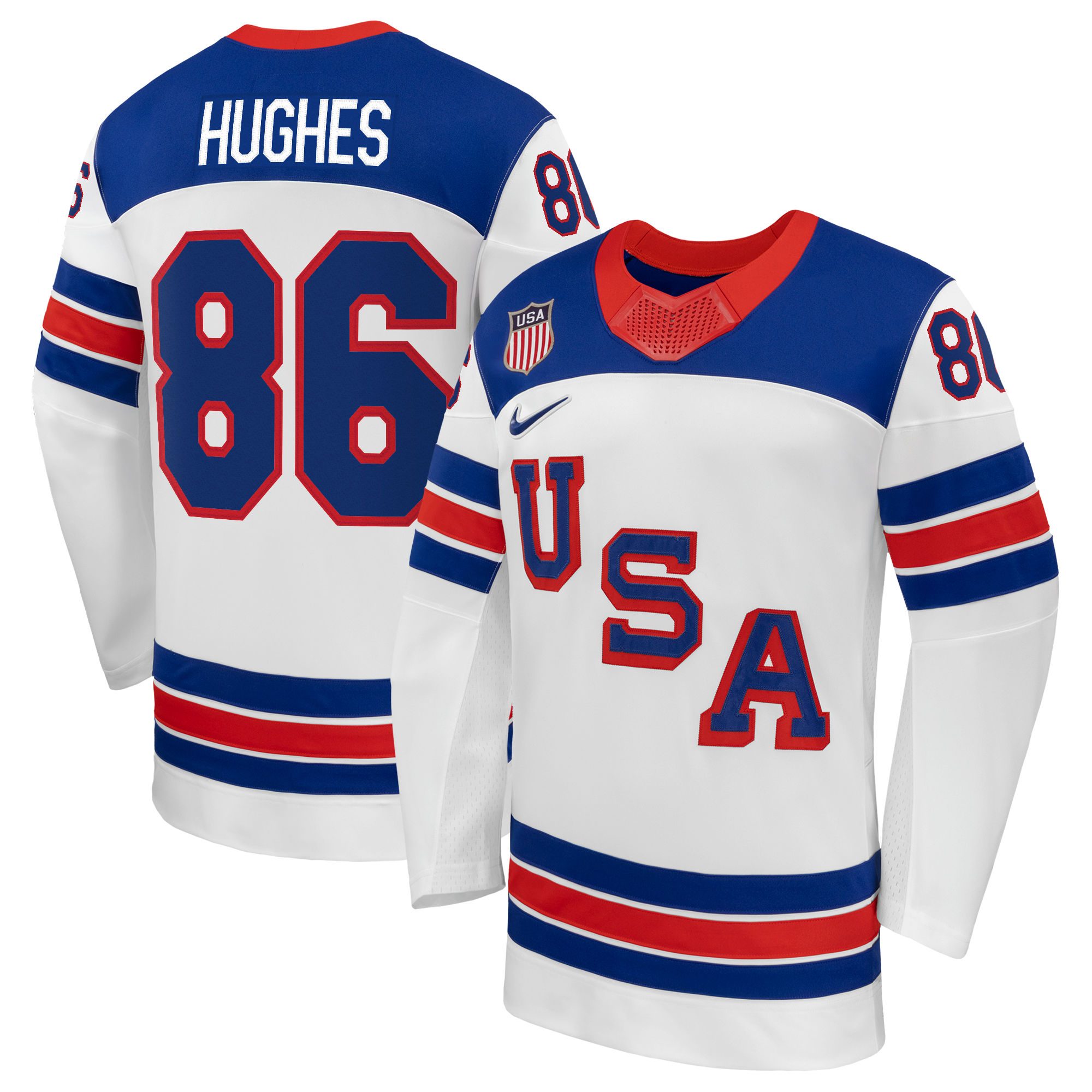 Jack Hughes Nike White US Hockey 2026 Away Replica Jersey