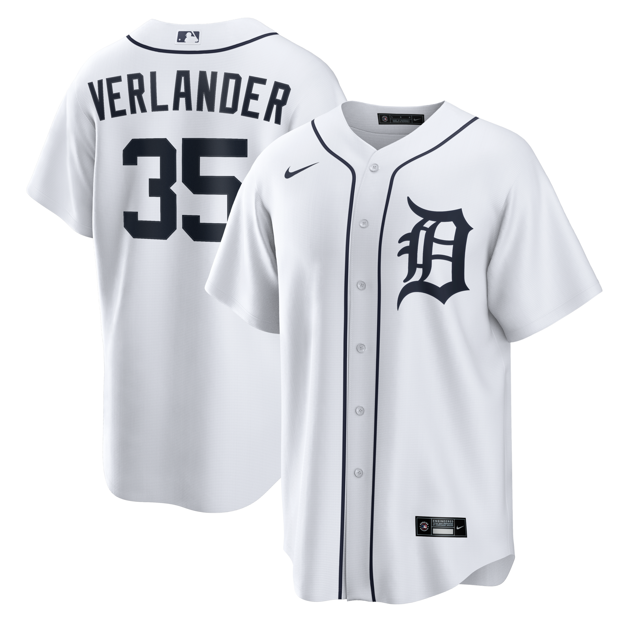 Detroit Tigers Justin Verlander Nike White Home Replica Jersey