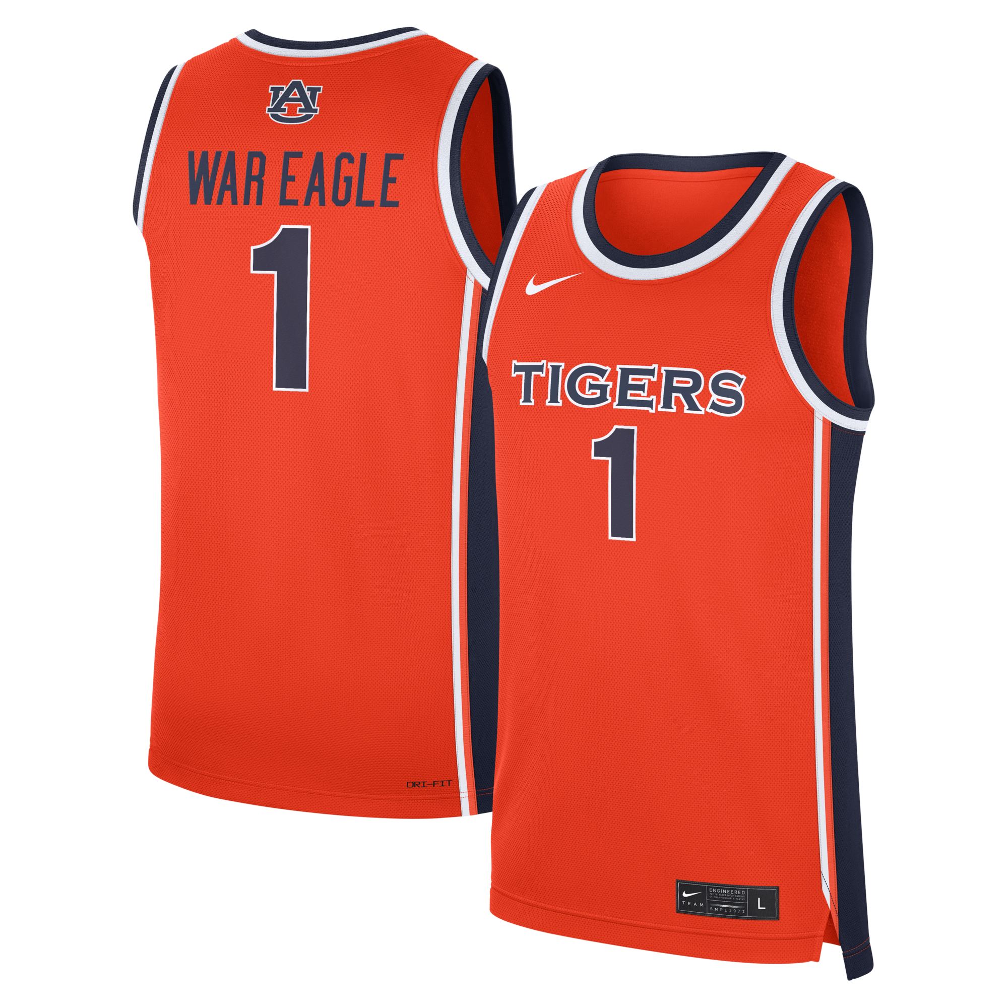 Nike Orange Auburn Tigers #1 Alternate War Eagle Replica Basketball Jersey