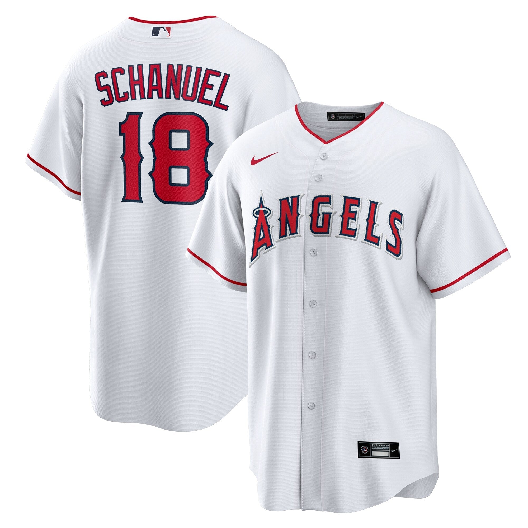 Los Angeles Angels Nolan Schanuel Nike White Home Replica Jersey