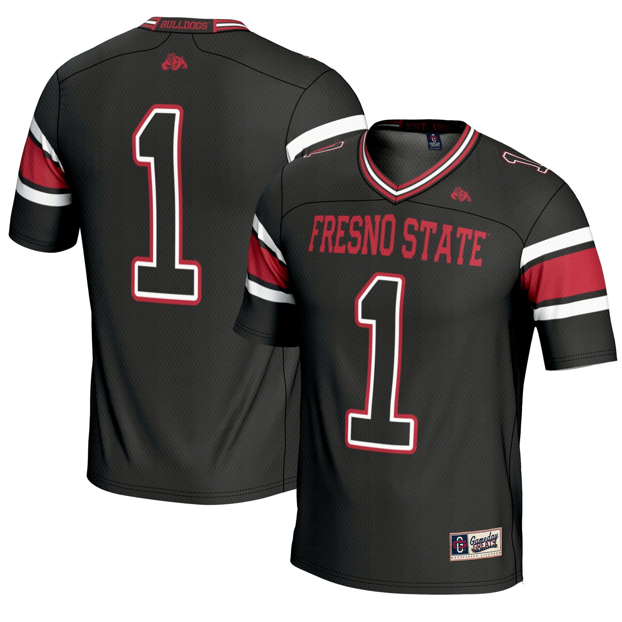 GameDay Greats #1 Black Fresno State Bulldogs Endzone Football Jersey