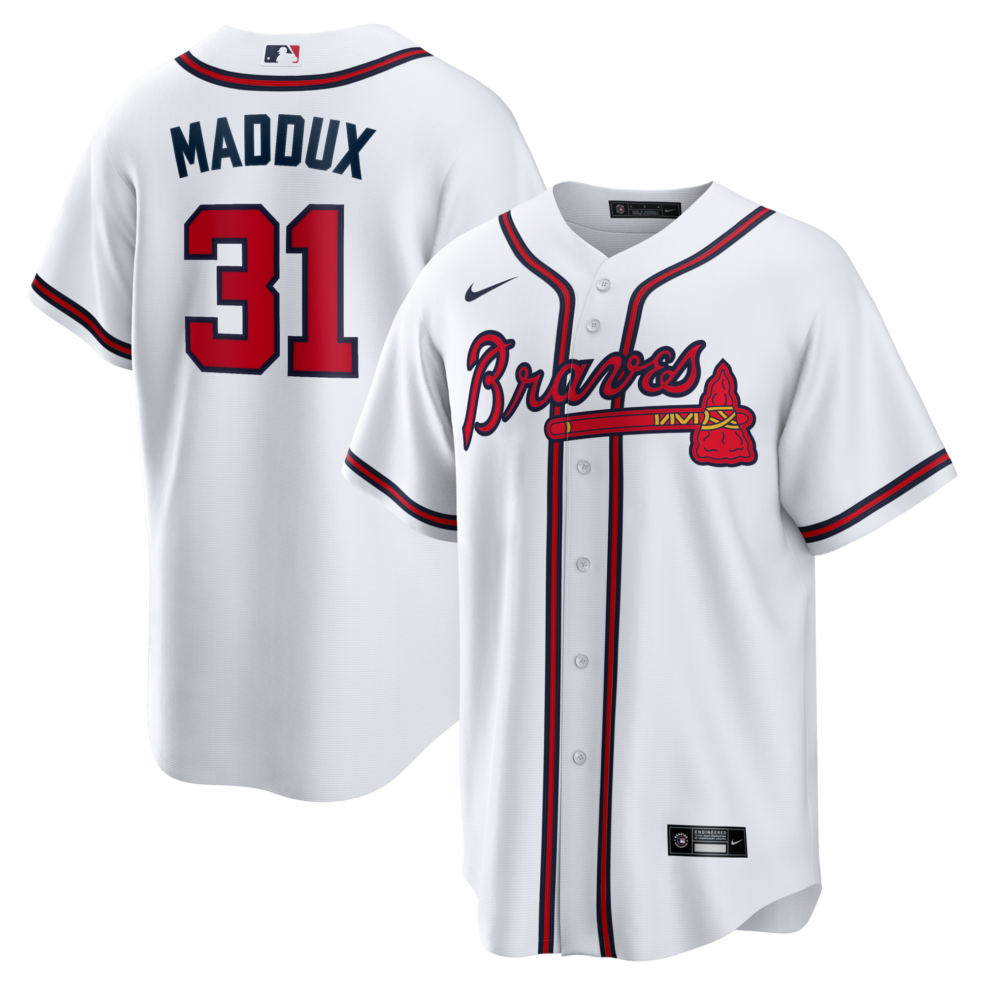 Atlanta Braves Greg Maddux Nike White Home Retired Player Replica Jersey