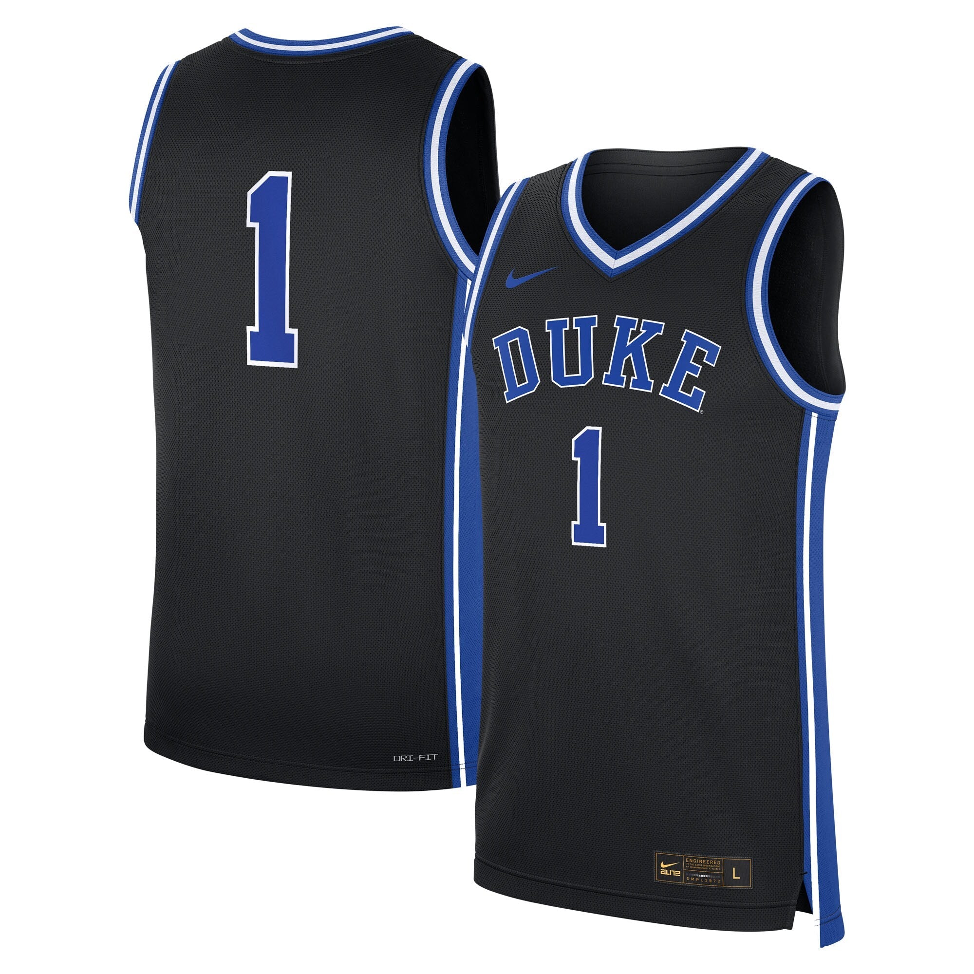 Nike #1 Black Duke Blue Devils Alternate Replica Jersey