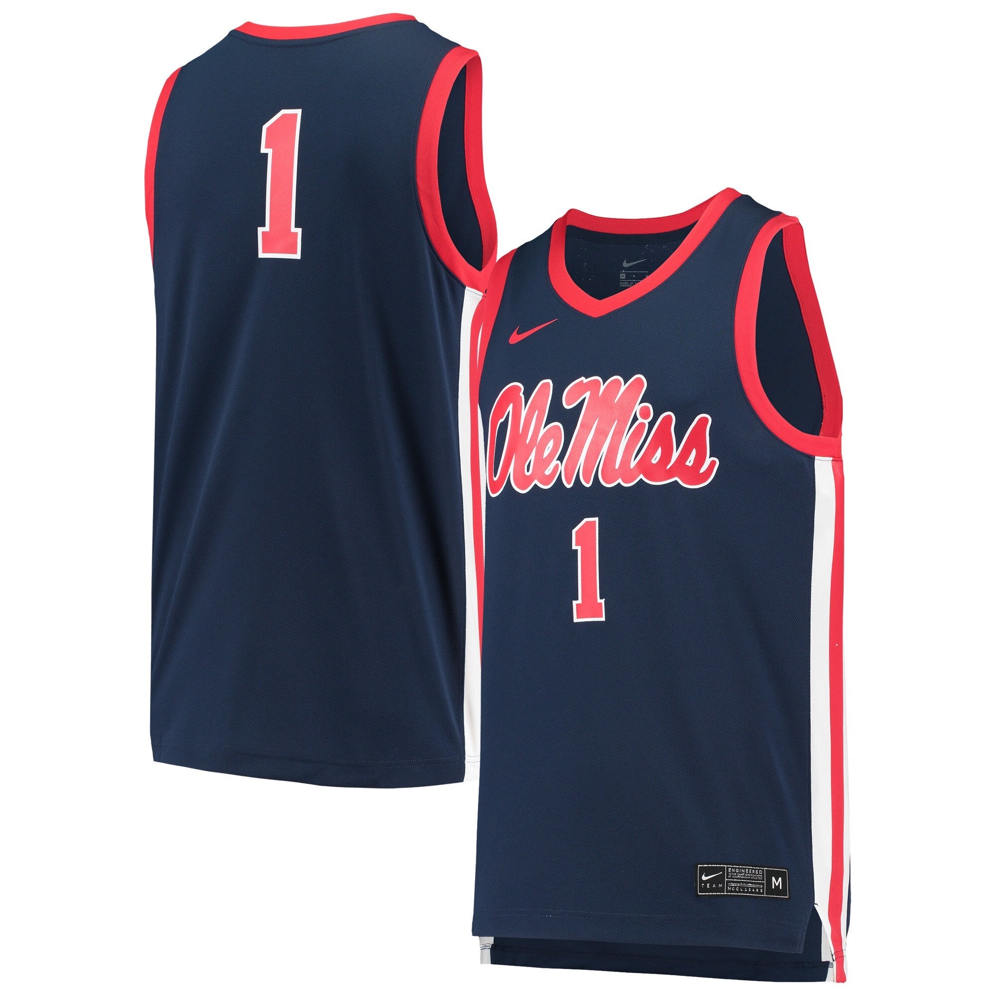 Nike #1 Navy Ole Miss Rebels Replica Basketball Jersey