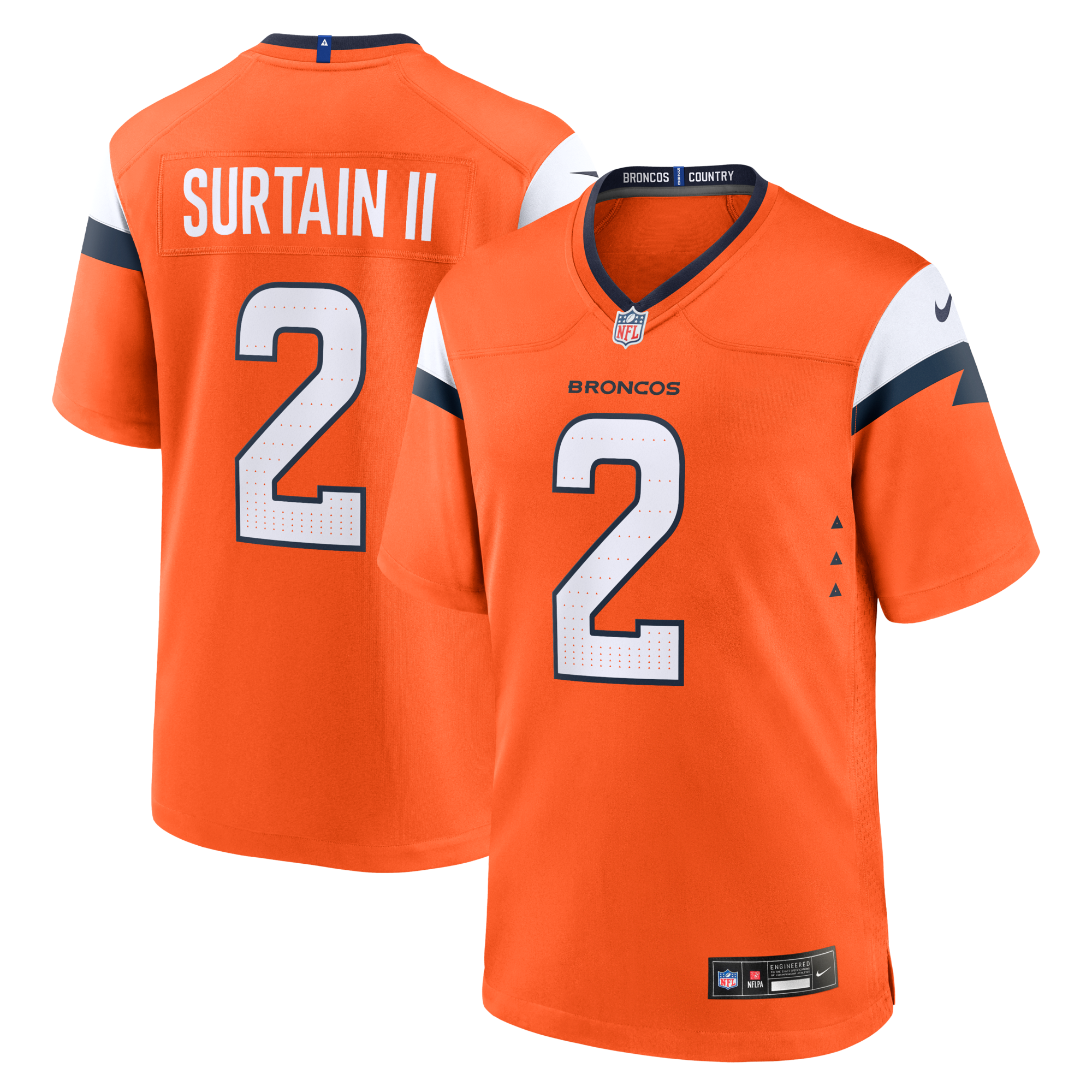 Denver Broncos Patrick Surtain II Nike Orange Team Game Jersey