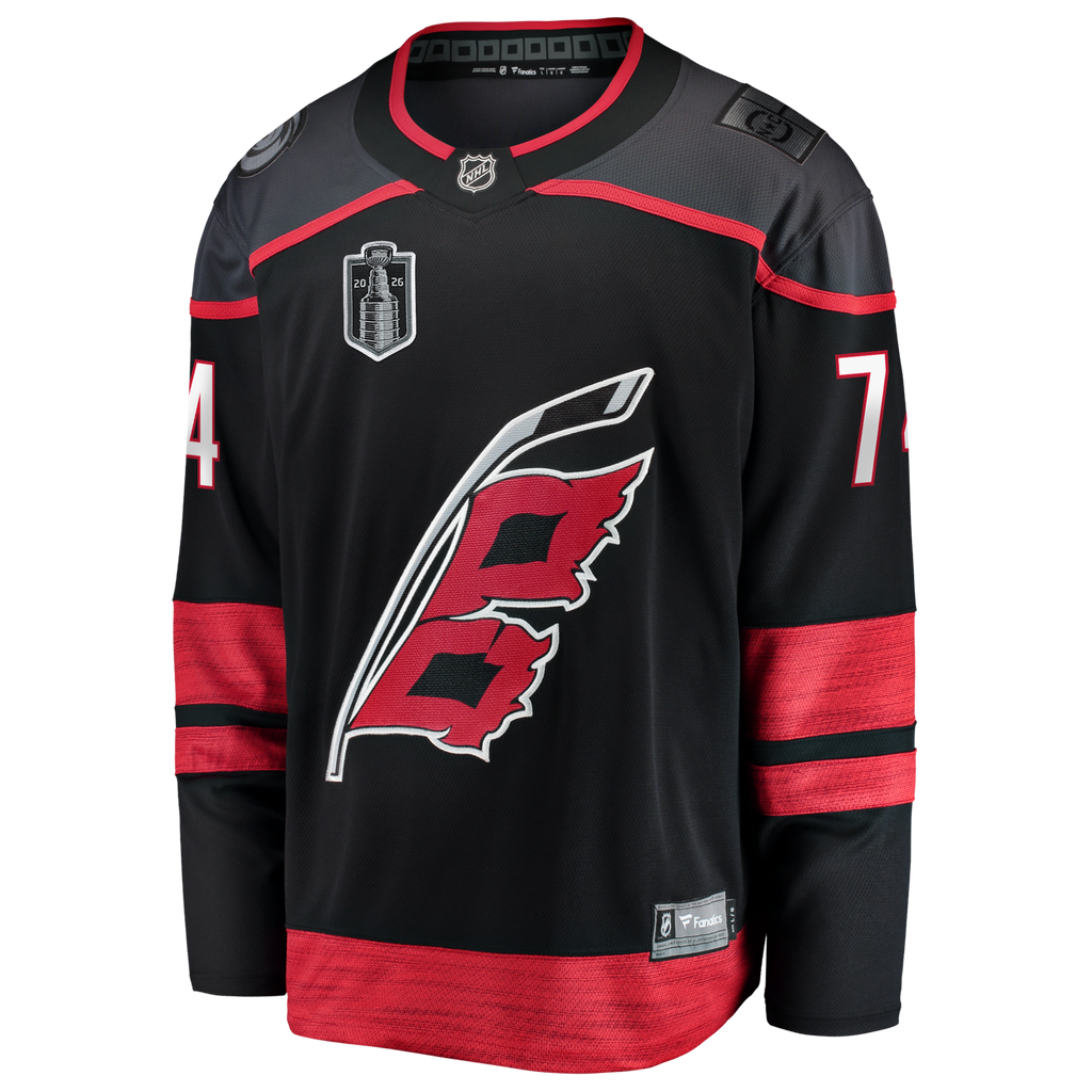 Carolina Hurricanes Jaccob Slavin Fanatics Black 2026 Stanley Cup Final Home Breakaway Jersey