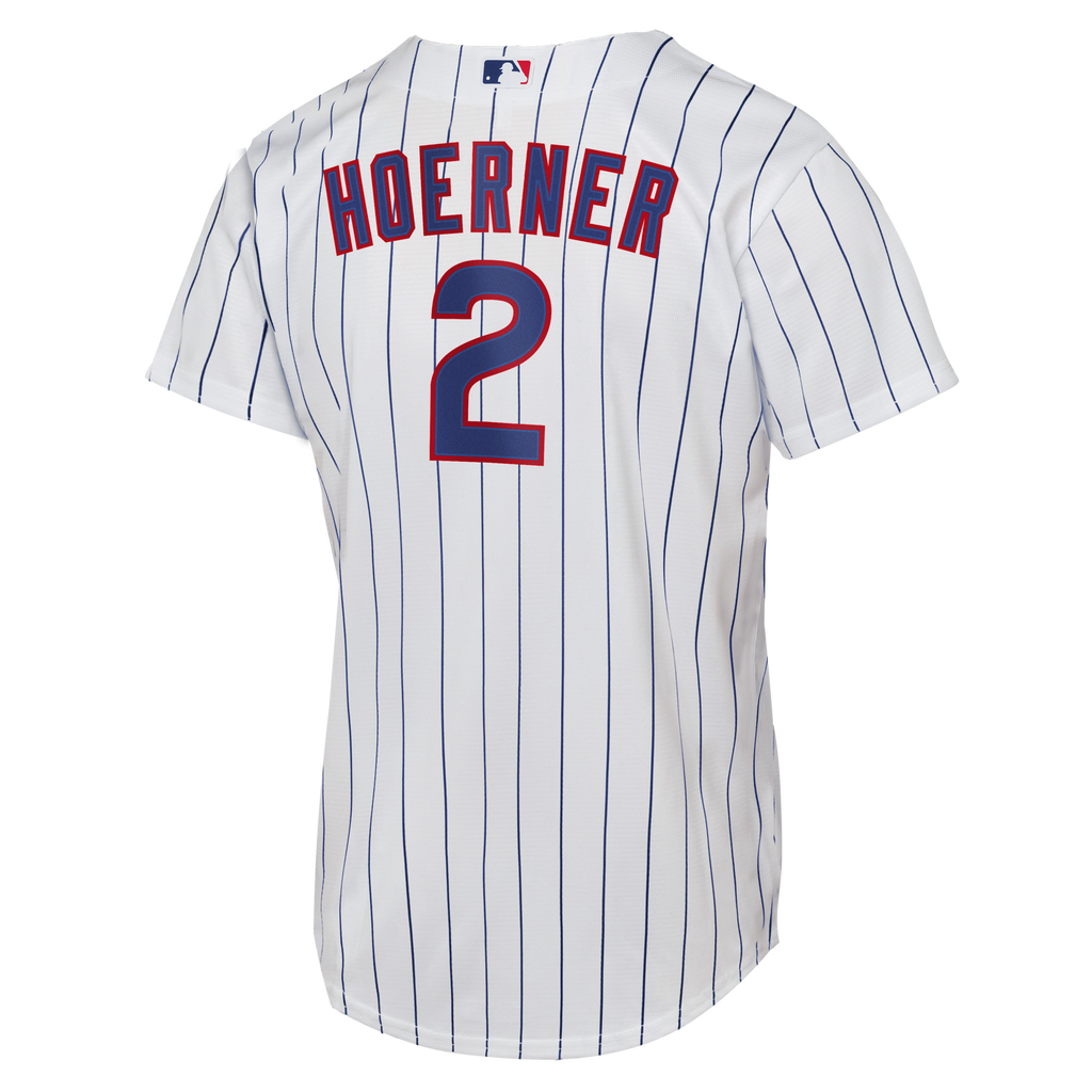 Male Chicago Cubs Nico Hoerner Nike White Home Replica Jersey