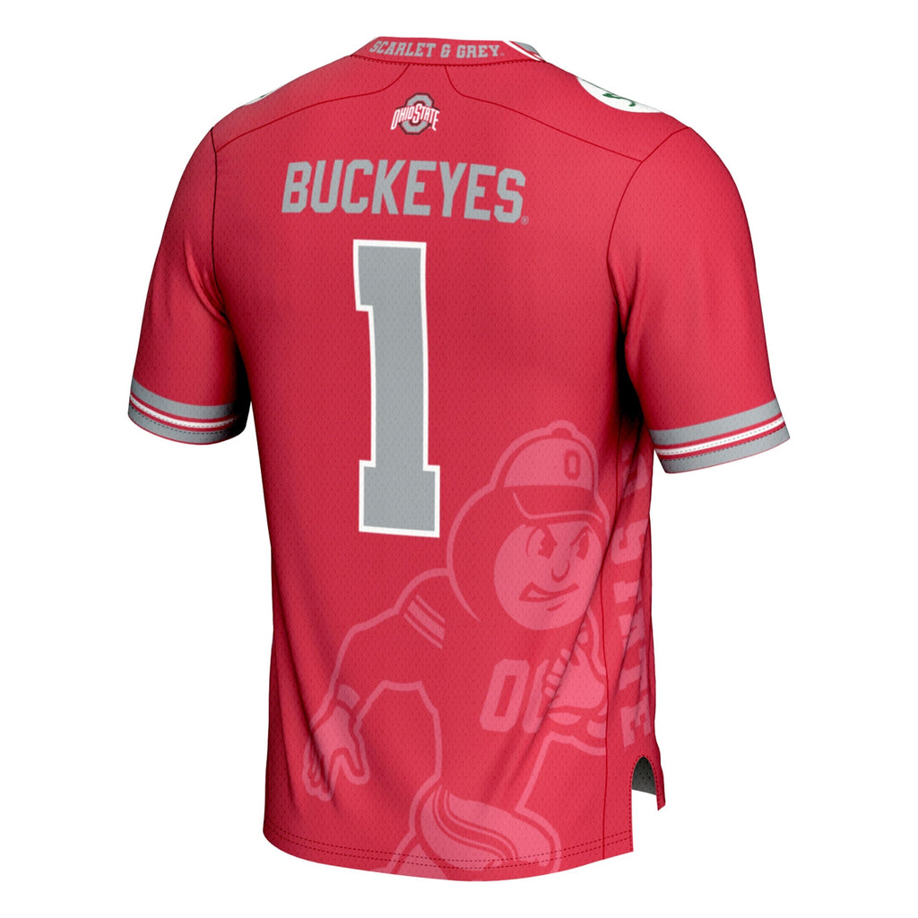 GameDay Greats #1 Scarlet Ohio State Buckeyes Icon Print Football Fashion Jersey