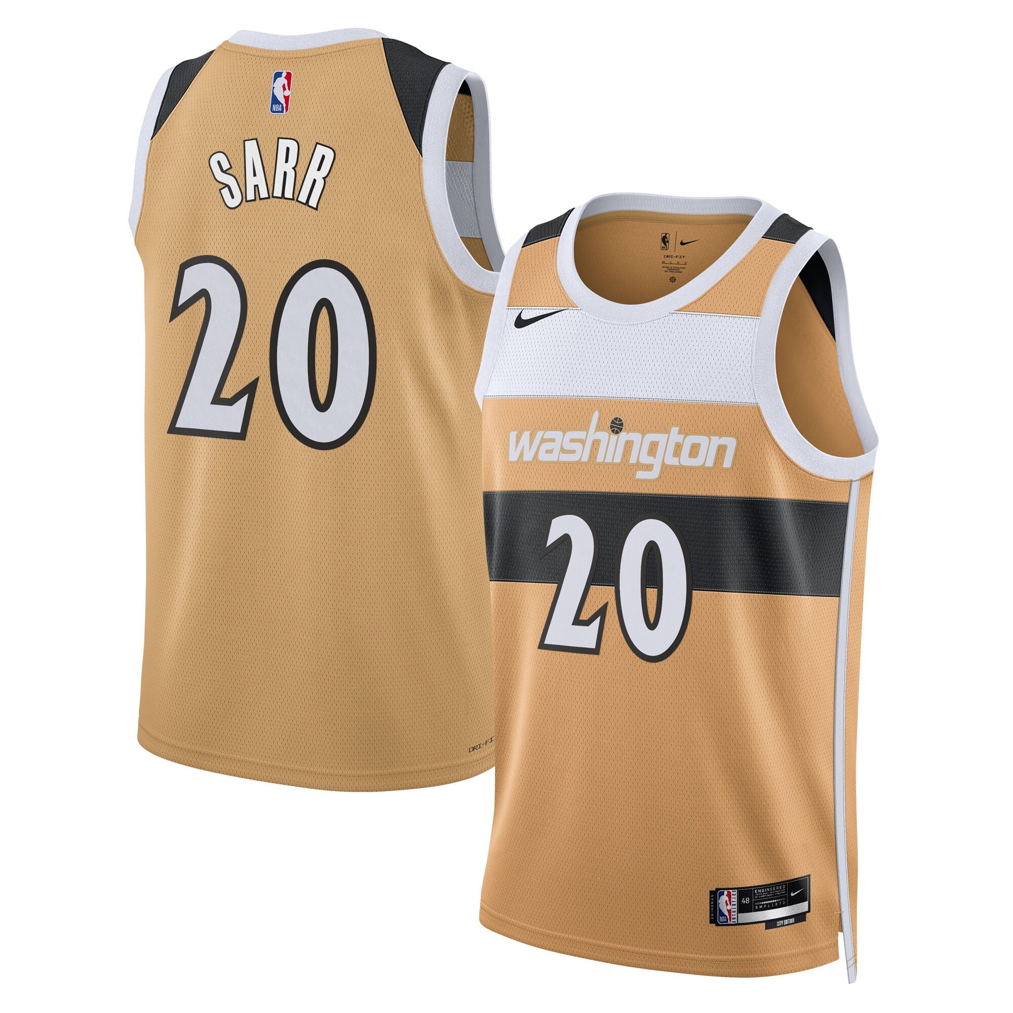 Washington Wizards Nike 2025/26 City Edition Swingman Jersey - Tan - Alex Sarr