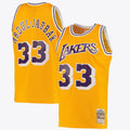 Los Angeles Lakers Kareem Abdul-Jabbar Road Swingman Jersey By Mitchell & Ness - Light Gold -