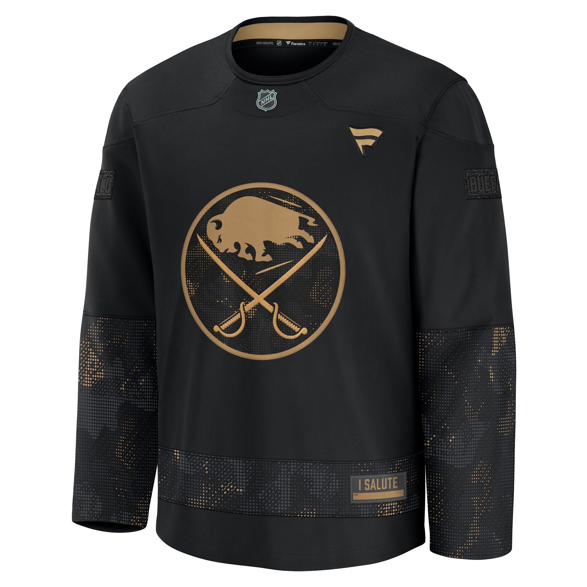Buffalo Sabres Fanatics Black 2024 Military Appreciation Practice Jersey